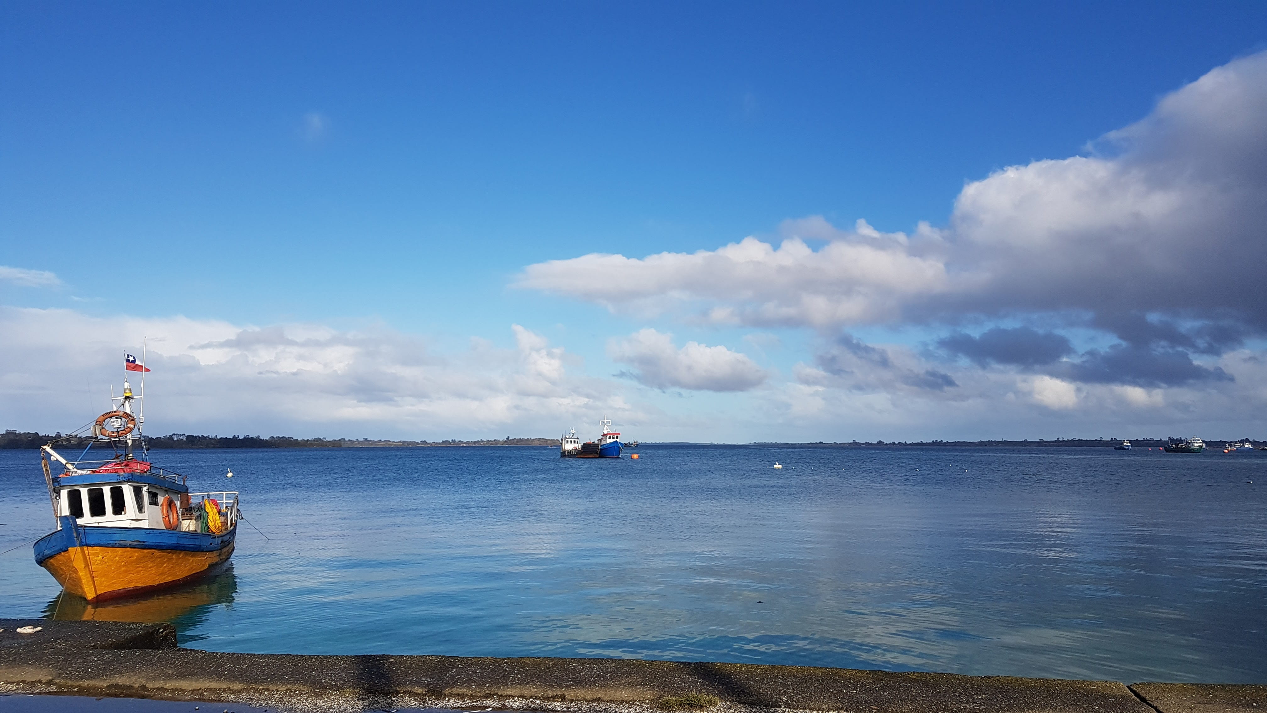 chile, landscape, day, nature, mode of transportation, island, transportation, costa, 4K, lakes, tranquility, no people, nautical vessel, sailboat, region x, HD Wallpaper