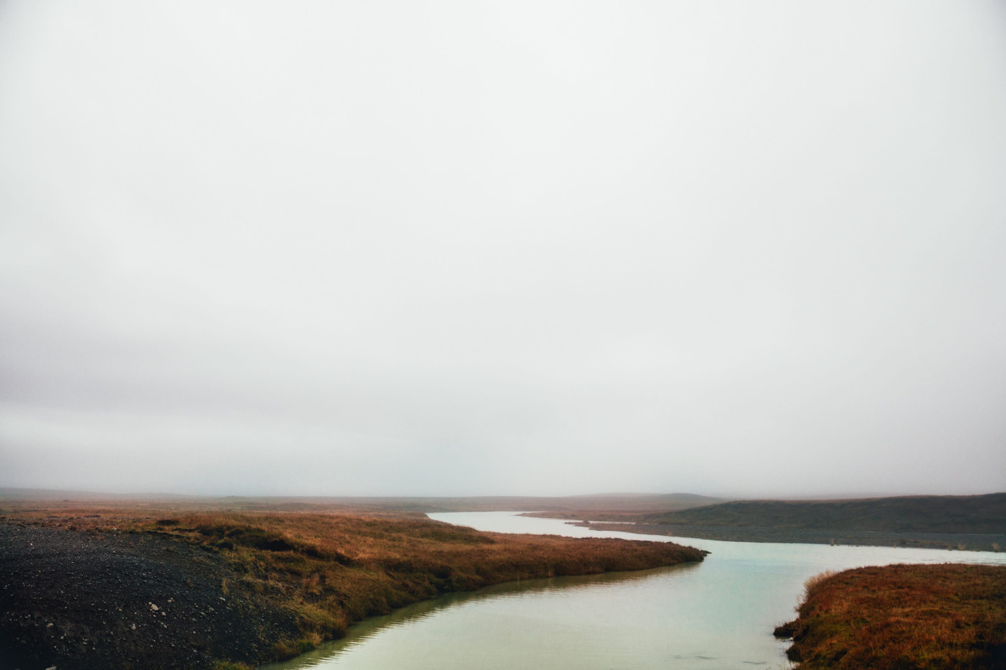 rural, mountain, nature, green, copy space, panoramic, landscape, no people, haze, sky, river, tranquility, land, beach, clouds, scenics - nature, foliage, HD Wallpaper