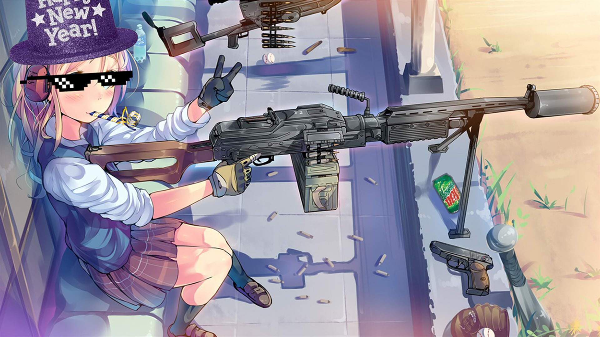 Skirt, New Year, sunglasses, weapon, 1080P, Mountain Dew, Major League Gaming, HD Wallpaper