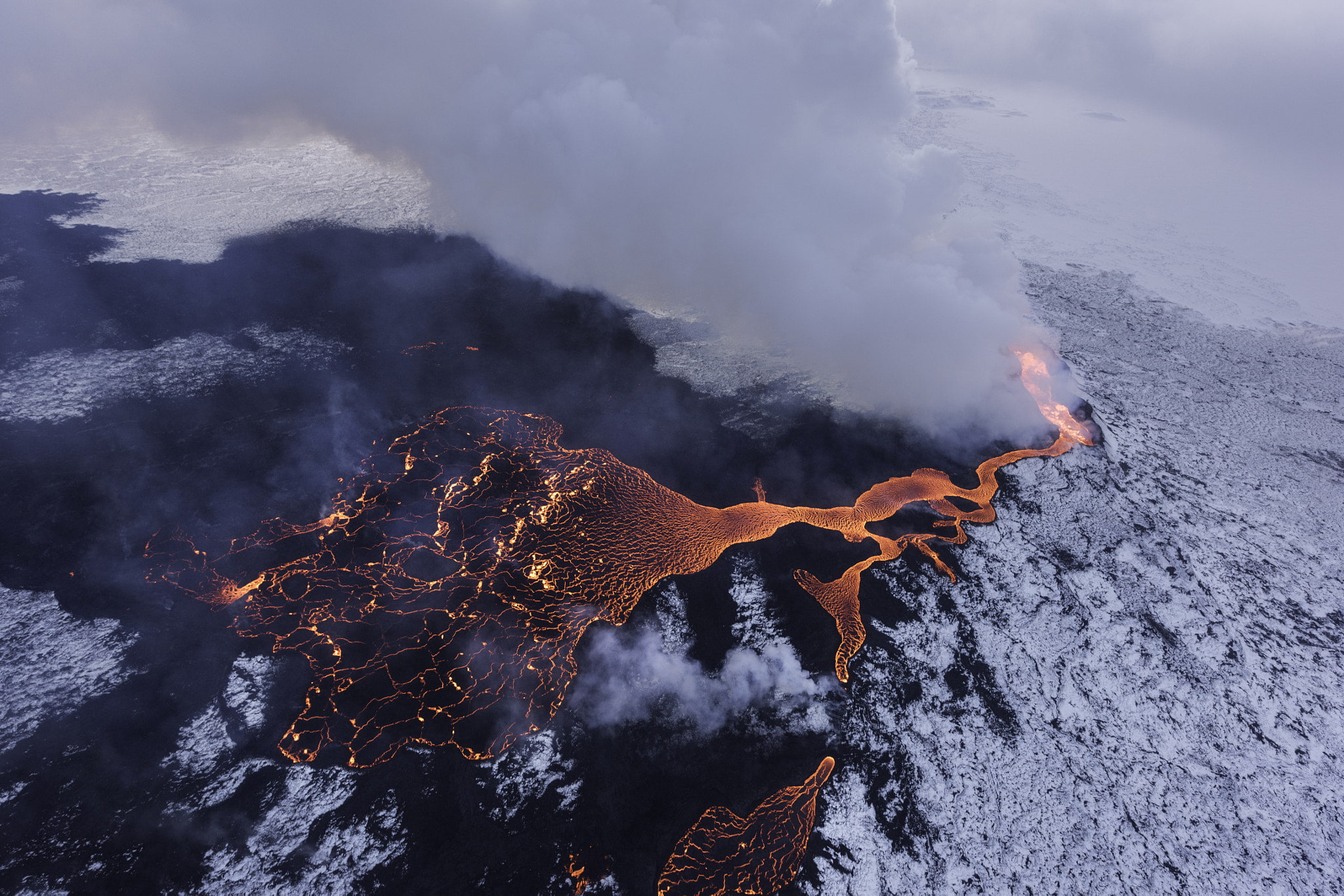 smoke, 1080P, landscape, snow, Iceland, lava, Lurie Belegurschi, HD Wallpaper