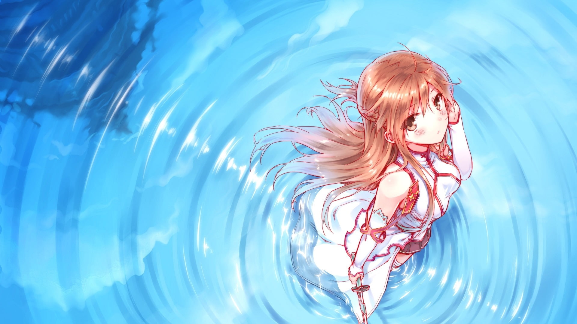 hd, girls, online, yuuki asuna, anime, art, people, 1080P, sword, yuuki, hottness, swords, long, asuna, hair, Anime Girls, Sword Art Online, long hair, HD Wallpaper