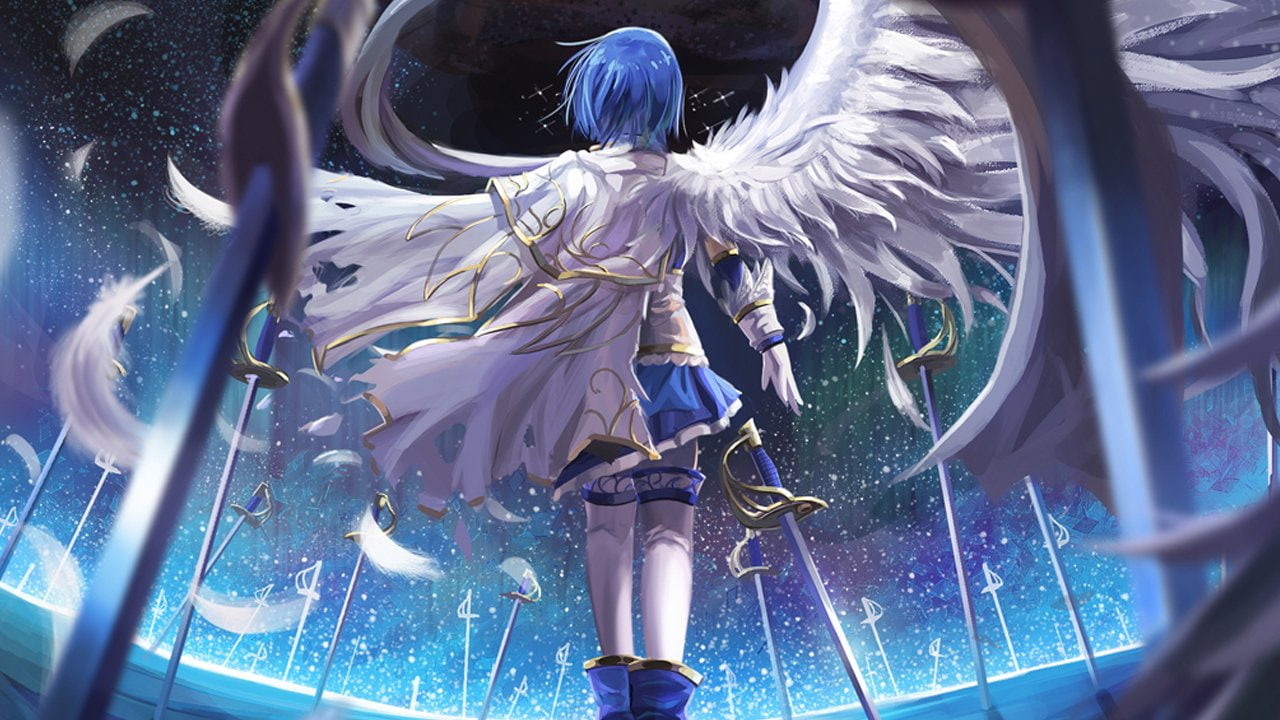 Sword, real people, Wings, adult, arts culture and entertainment, representation, sculpture, day, 720P, architecture, Night, Blue Hair, celebration, Anime, HD Wallpaper