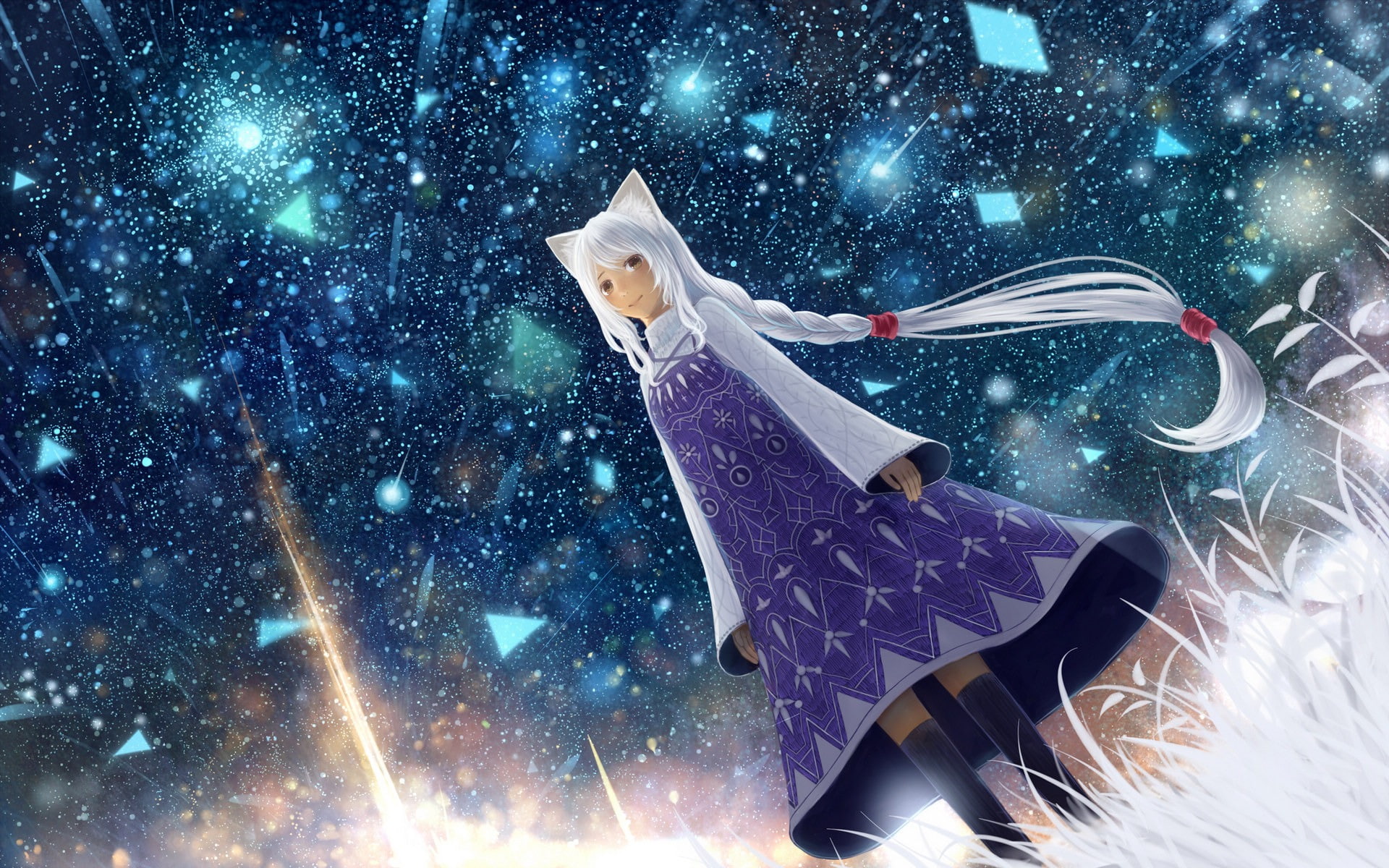 snowing, cold temperature, dark, space, nature, element, second, astronomy, illuminated, outdoors, built structure, cartoon, people, wal, fireflies, female, HD Wallpaper