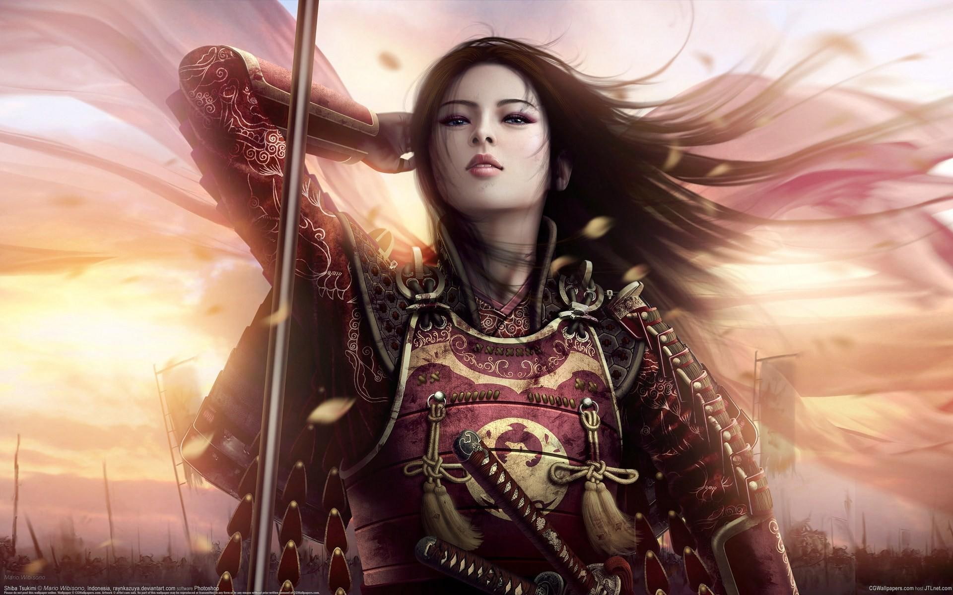 2012, 1080P, picture, female, 3d and abstract, samurai, HD Wallpaper