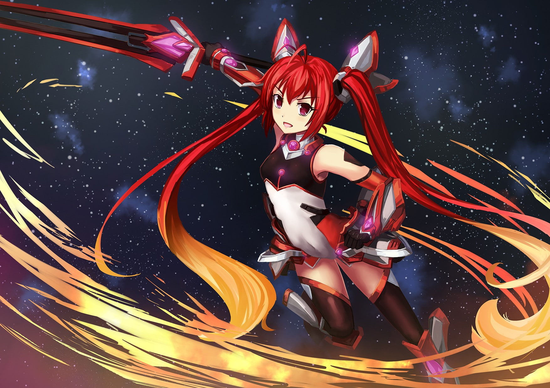 Mitsuka Souji, illuminated, multi colored, night, one person, anime girls, human representation, nature, beauty in nature, art and craft, anime, young women, HD Wallpaper