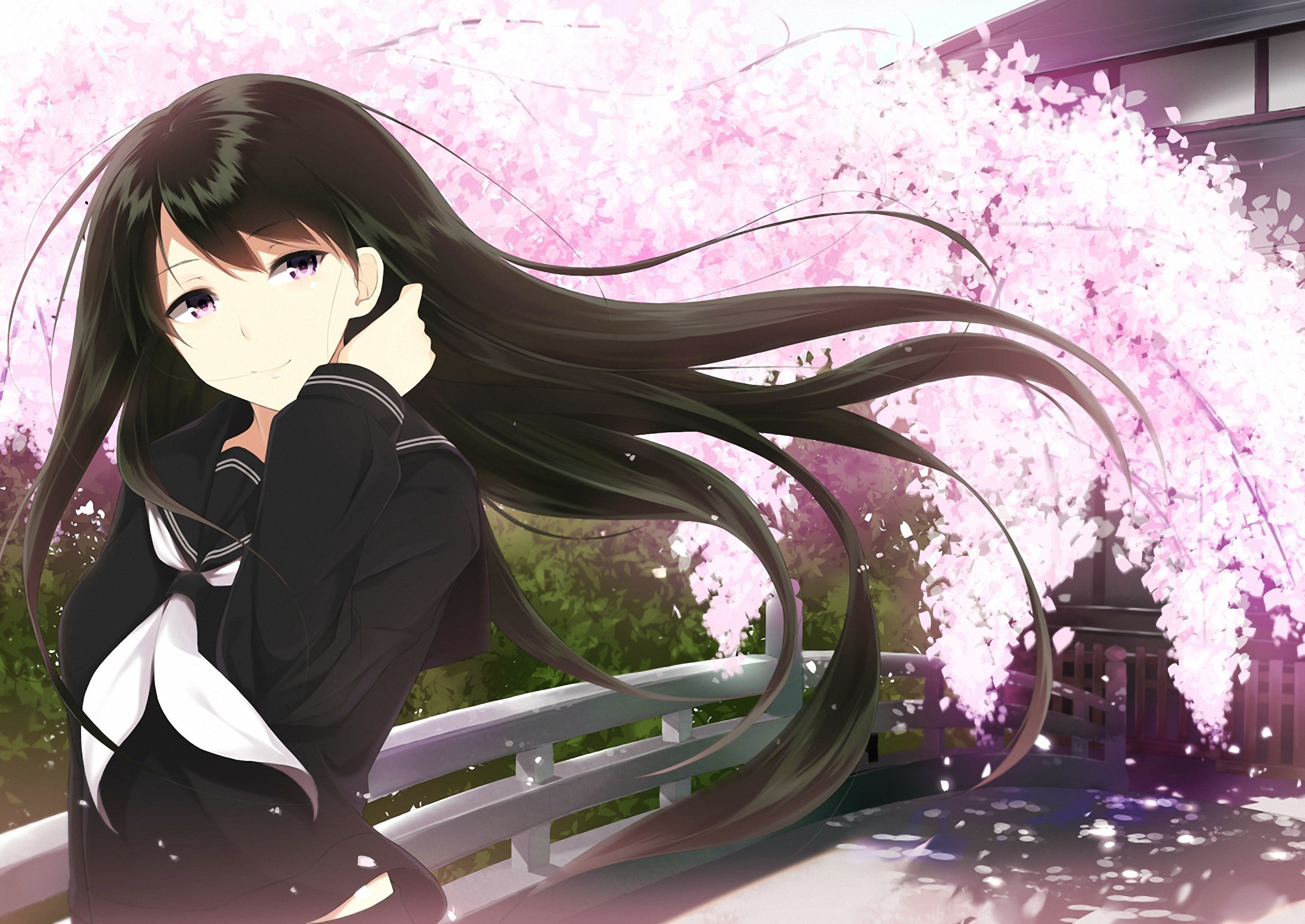 girl, female, casual clothing, Anime, standing, sunglasses, leisure activity, cherry, pink Color, young Adult, plant, elegance, human Face, computer Graphic, HD Wallpaper