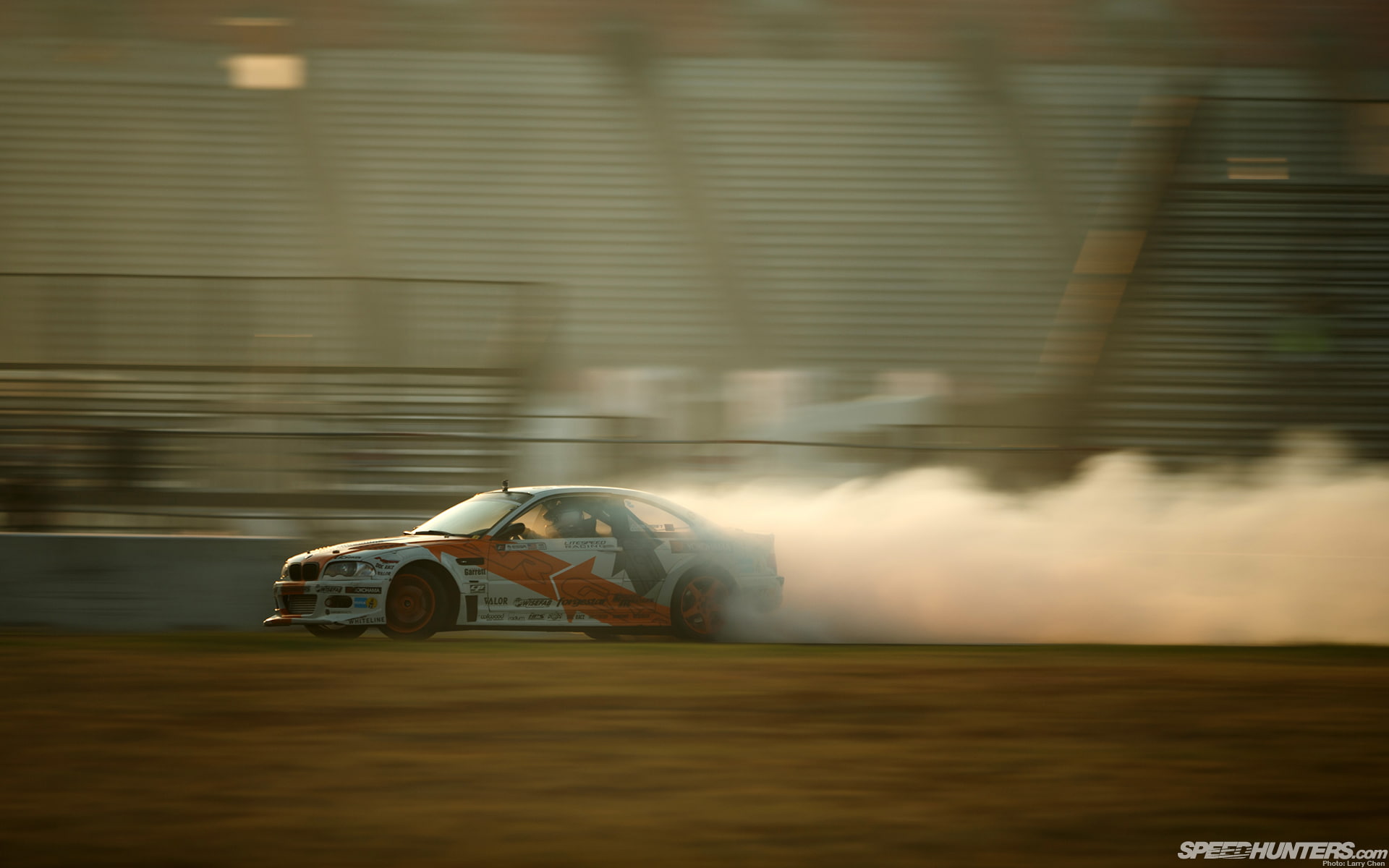 1080P, racing, m, bmw, drift, m3, smoke, hd, white, brown, cars, car, HD Wallpaper