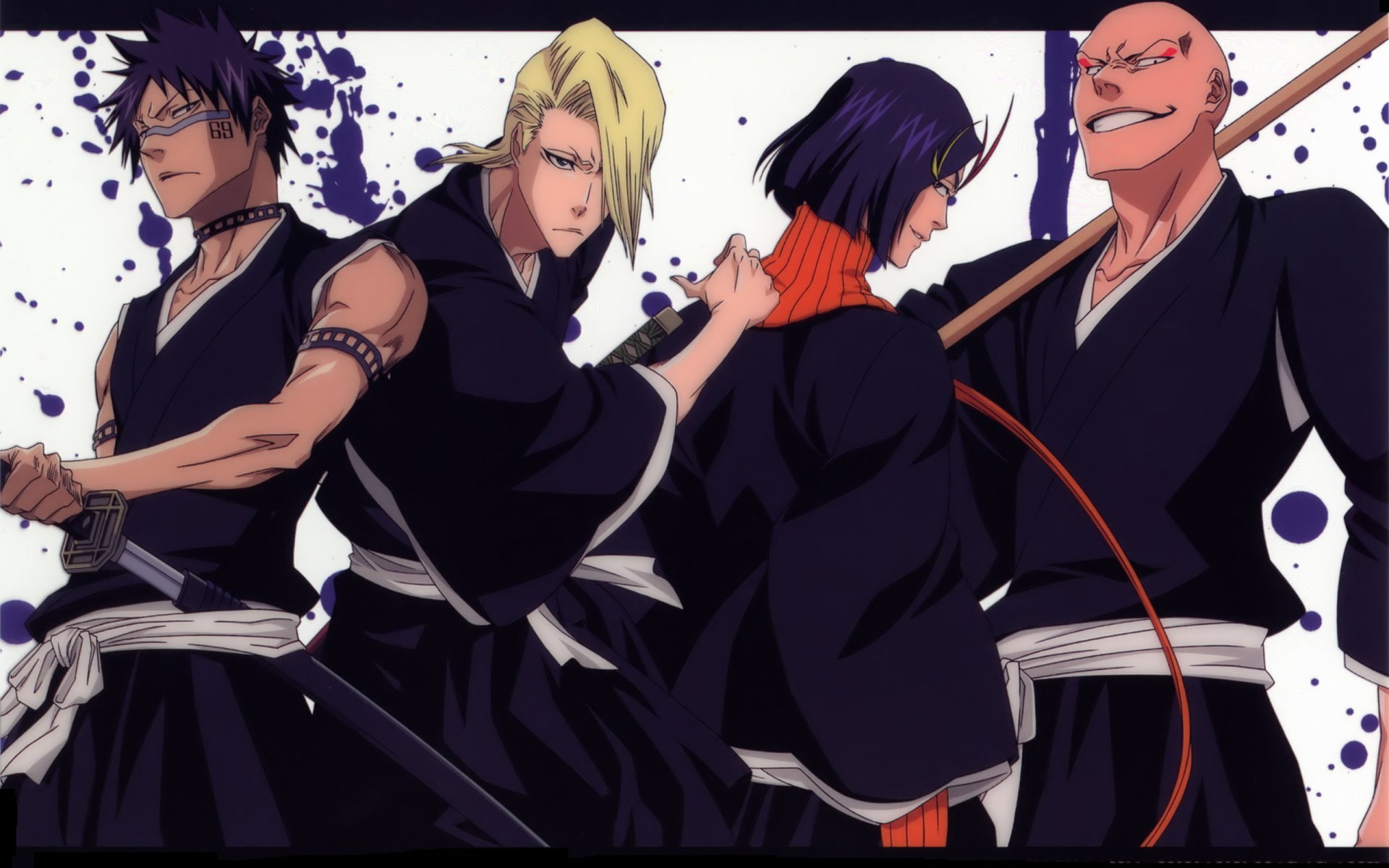 Bleach, Yumichika Ayasegawa, Izuru Kira, Ikkaku Madarame, 1080P, Hisagi Shūhei, HD Wallpaper