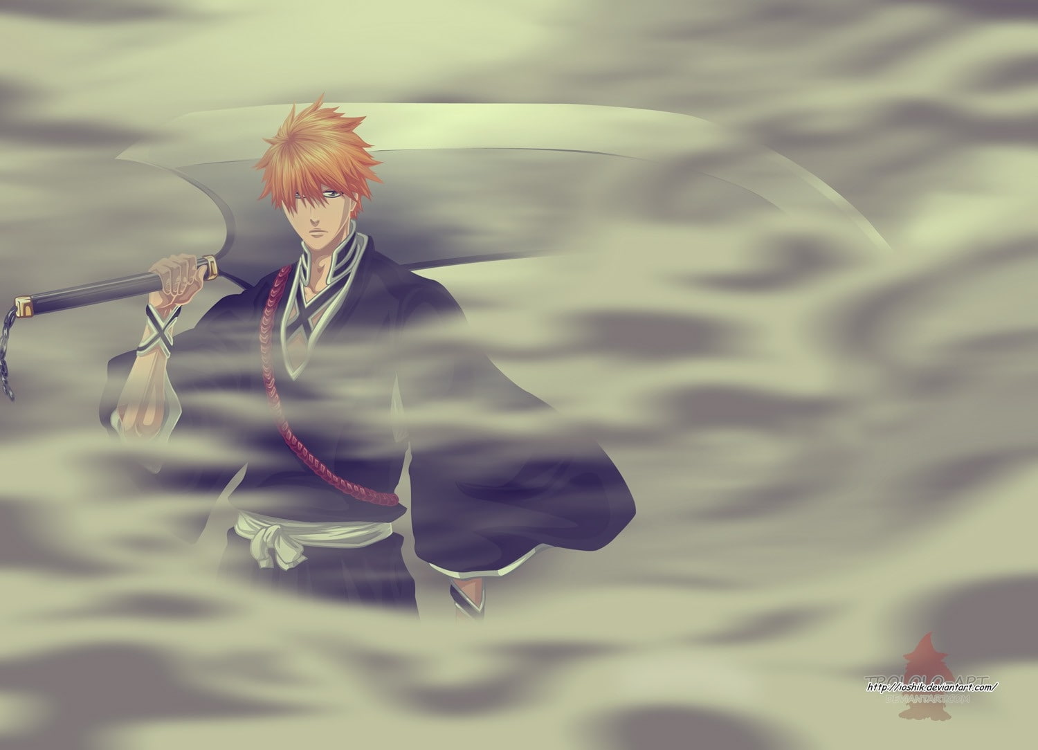 bleach, hd, zanpakuto, ichigo, anime, art, kurosaki, 720P, kurosaki ichigo, x, HD Wallpaper