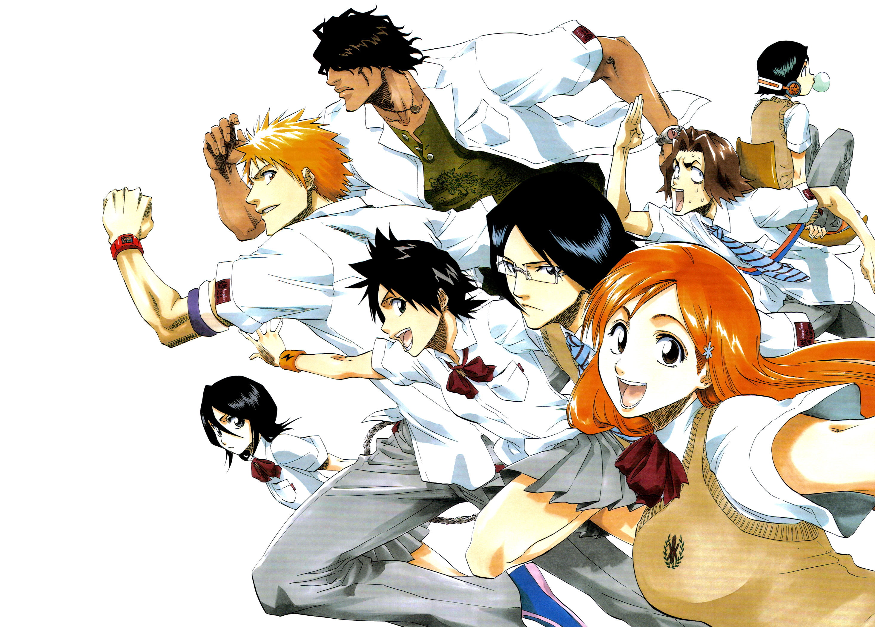 Tatsuki Arisawa, Bleach, Kuchiki Rukia, Orihime Inoue, Uryuu Ishida, Yasutora Sado, Ichigo Kurosaki, 2K, HD Wallpaper