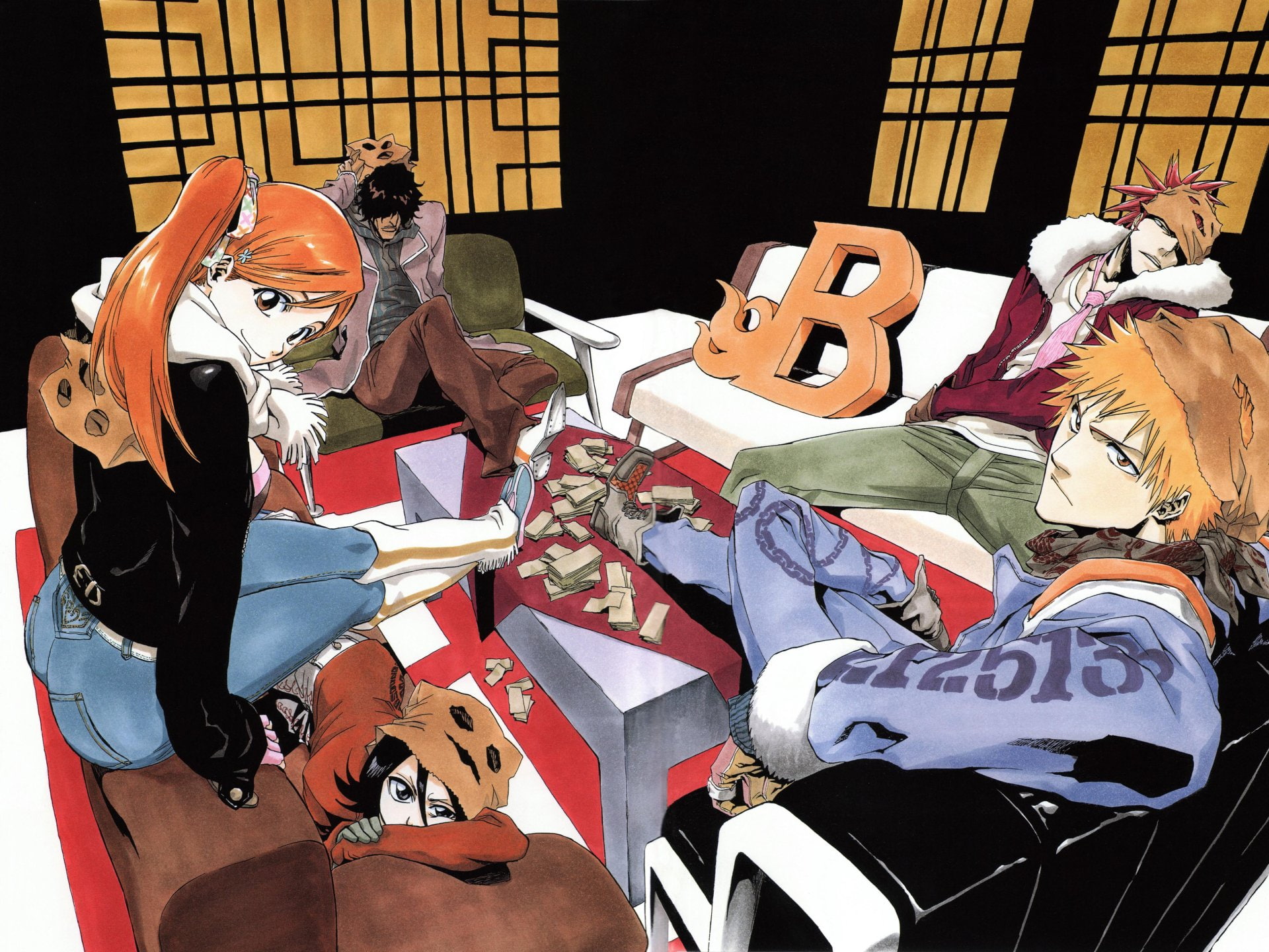 1080P, Ichigo Kurosaki, Yasutora Sado, Rukia Kuchiki, Renji Abarai, Orihime Inoue, Bleach, HD Wallpaper