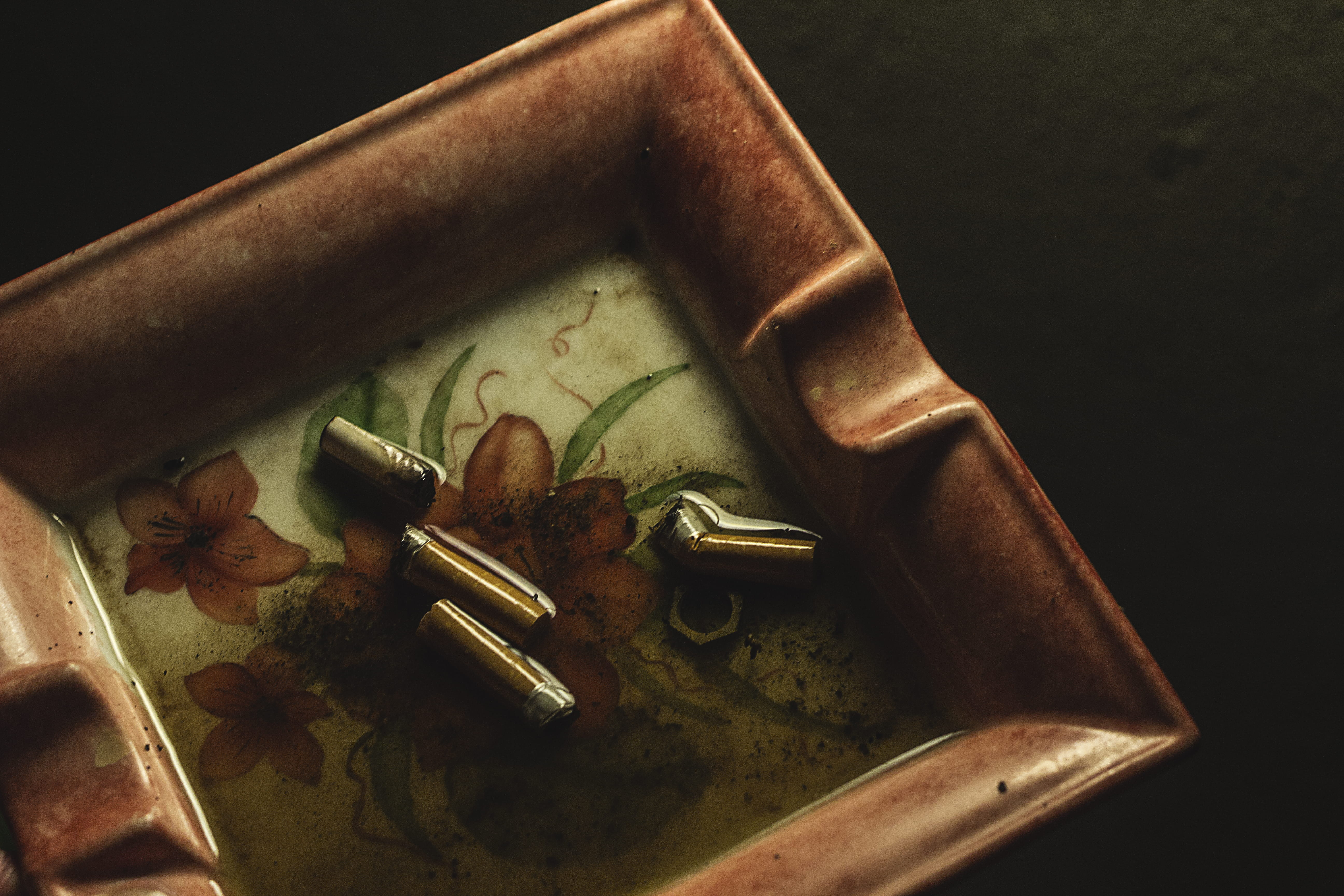 antique, studio shot, rain, bullet, ceramic, security, high angle view, still life, ammunition, aggression, black background, cigaret, indoors, handgun, HD Wallpaper