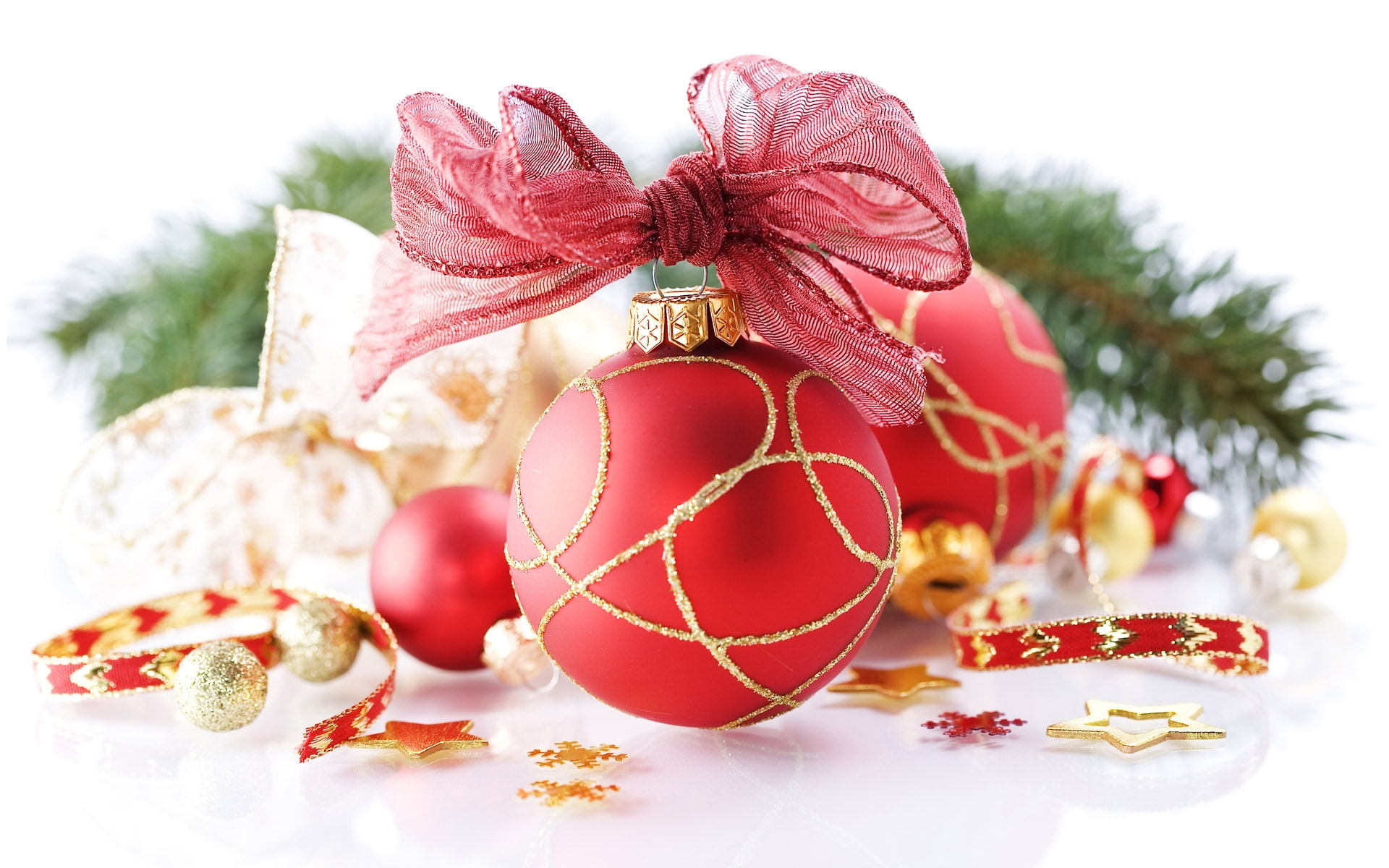 Christmas, Ball, bauble, close, Red, 1080P, HD Wallpaper