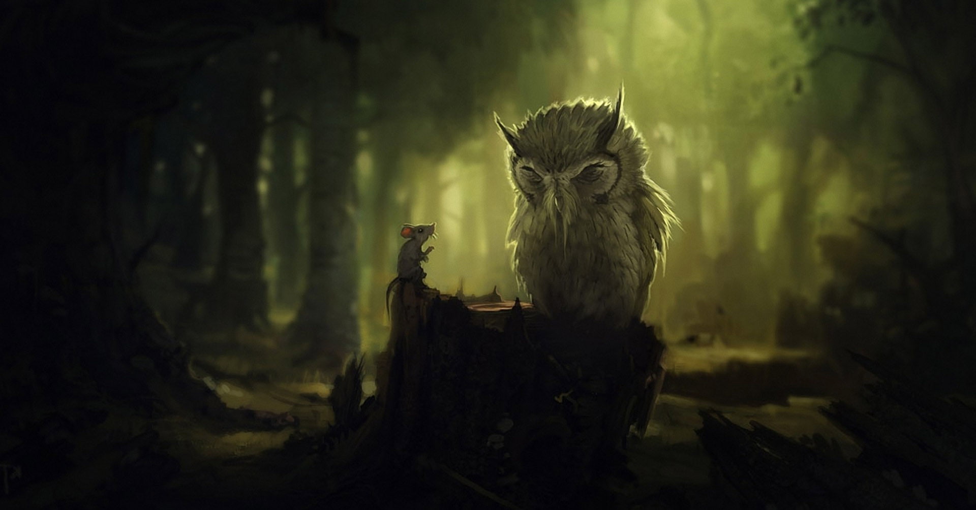 Abstract 3D Art, cool pictures, bird of prey, animals in the wild, dark, vertebrate, nature, tree, 1080P, outdoors, domestic animals, animal wildlife, HD Wallpaper