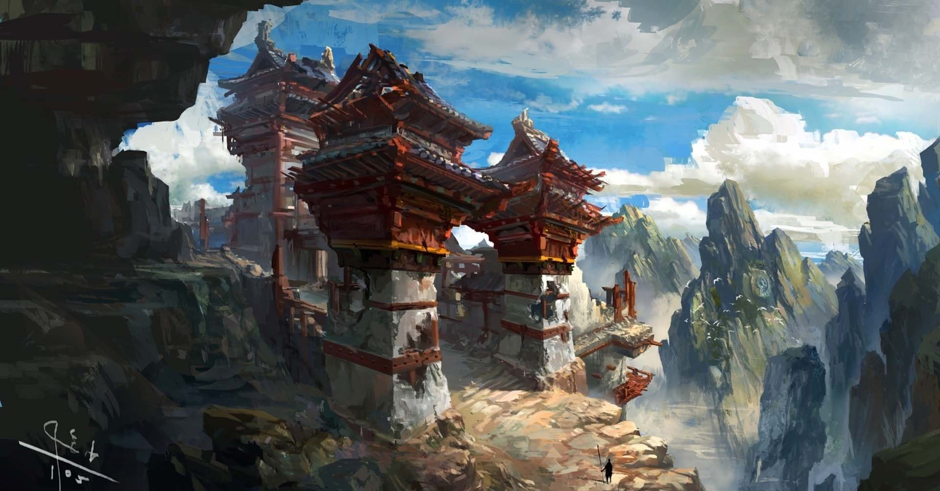 abstract illustration, building exterior, ancient, religion, building, absract desktop images, nature, spirituality, day, place of worship, cool pictures, HD Wallpaper
