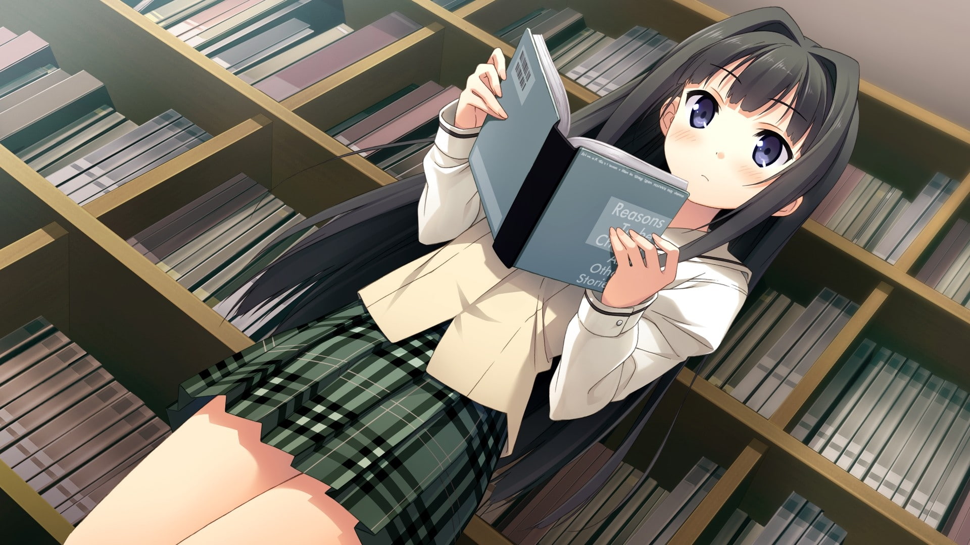 abstract, 1080P, diary, d, reading, x, sayuki, books, cg, bookshelf, library, hd, art, game, ayase, HD Wallpaper