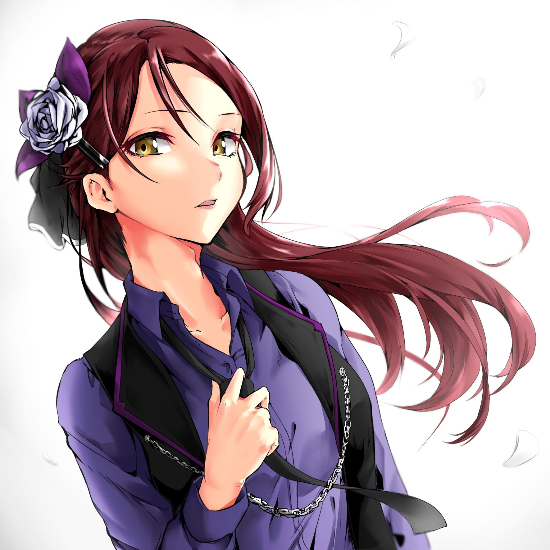 women, purple, young women, Sakurauchi Riko, anime, females, dyed hair, one person, studio shot, beautiful woman, adult, clothing, lifestyles, looking at camera, Phone HD Wallpaper