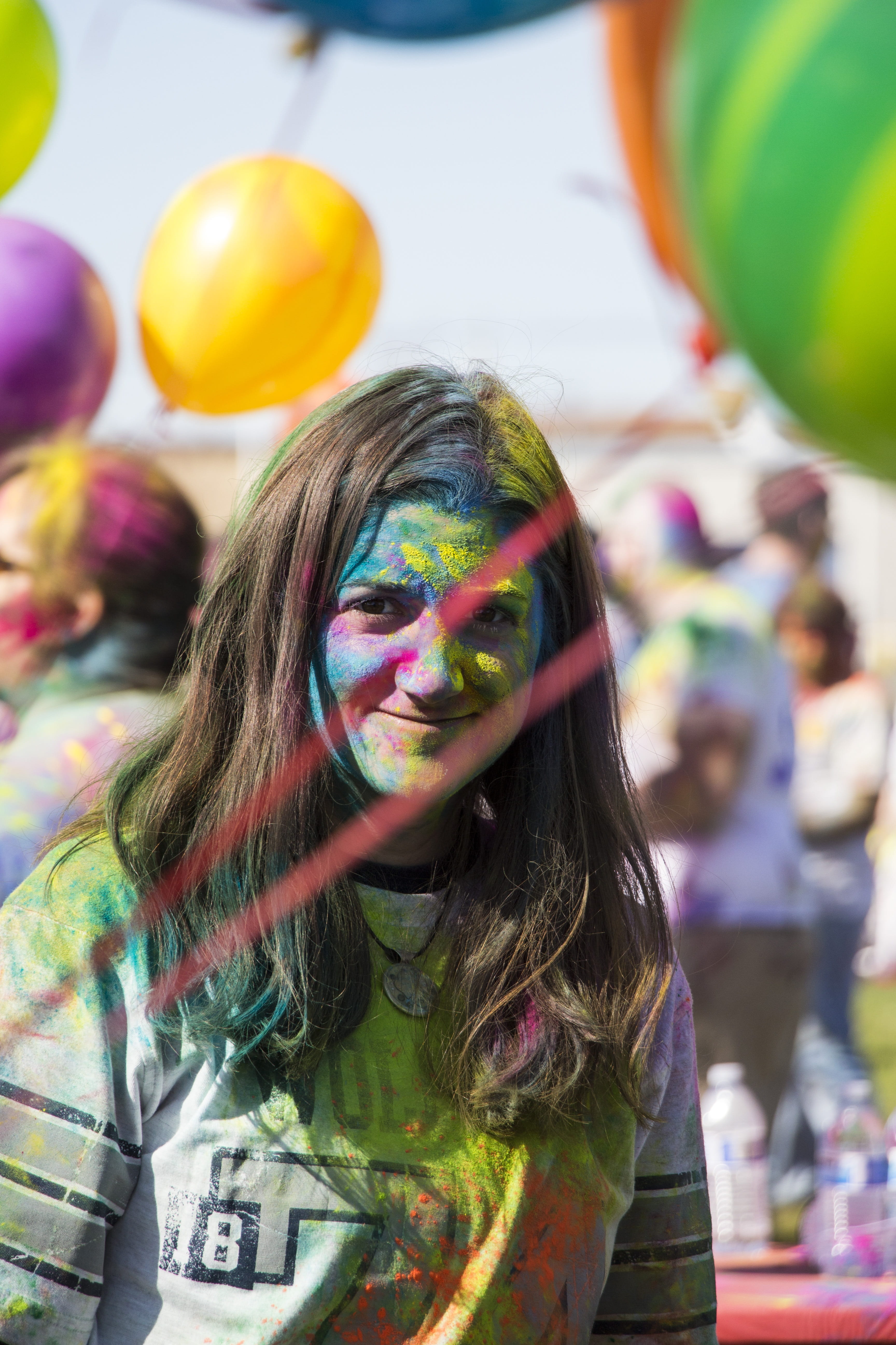 hairstyle, day, women, woman, adult, enjoyment, festival, leisure activity, fun, focus on foreground, emotion, balloon, happiness, indian, paint, one person, Phone HD Wallpaper