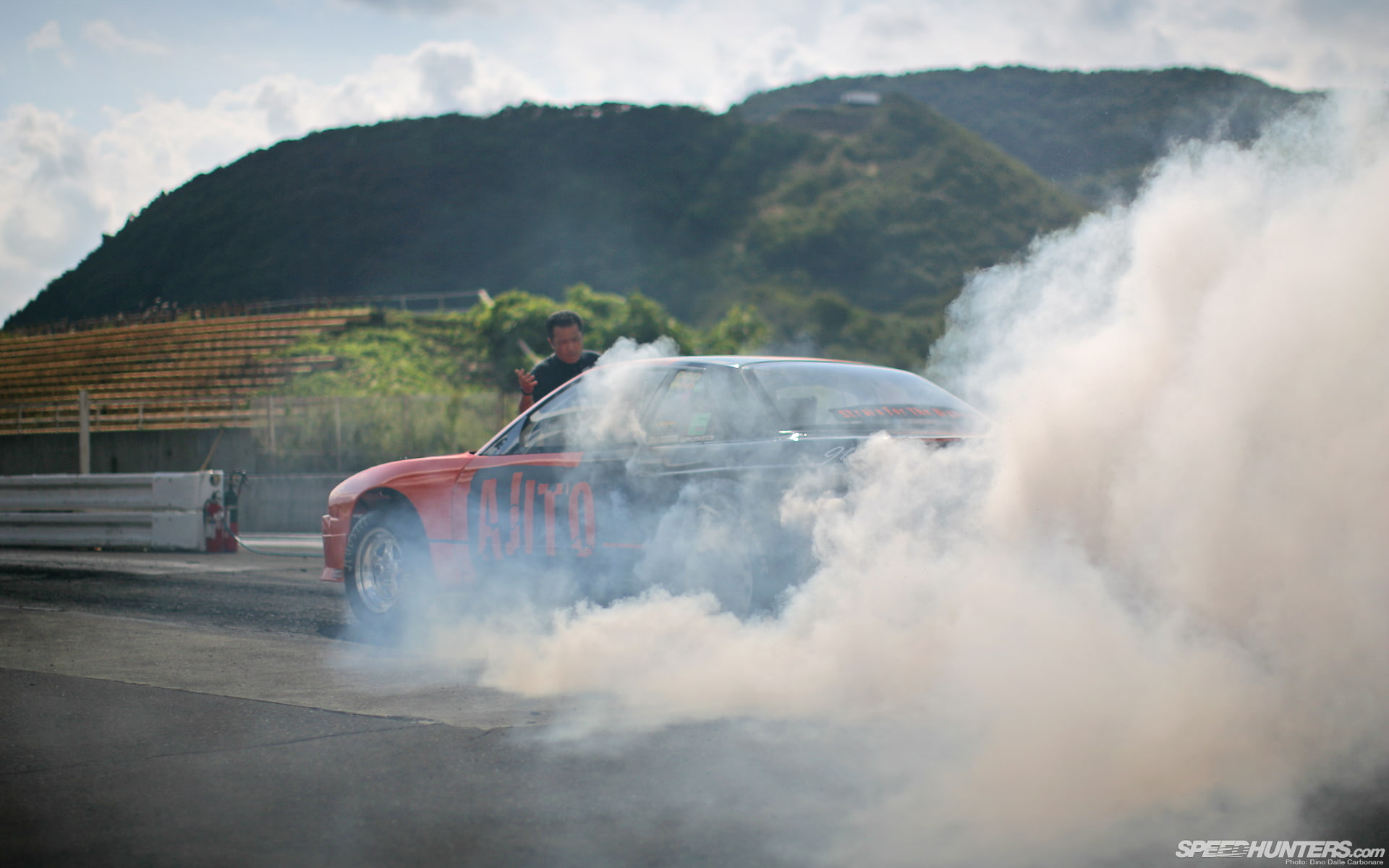 red, black, 1080P, coupe, burnout, hd, cars, HD Wallpaper