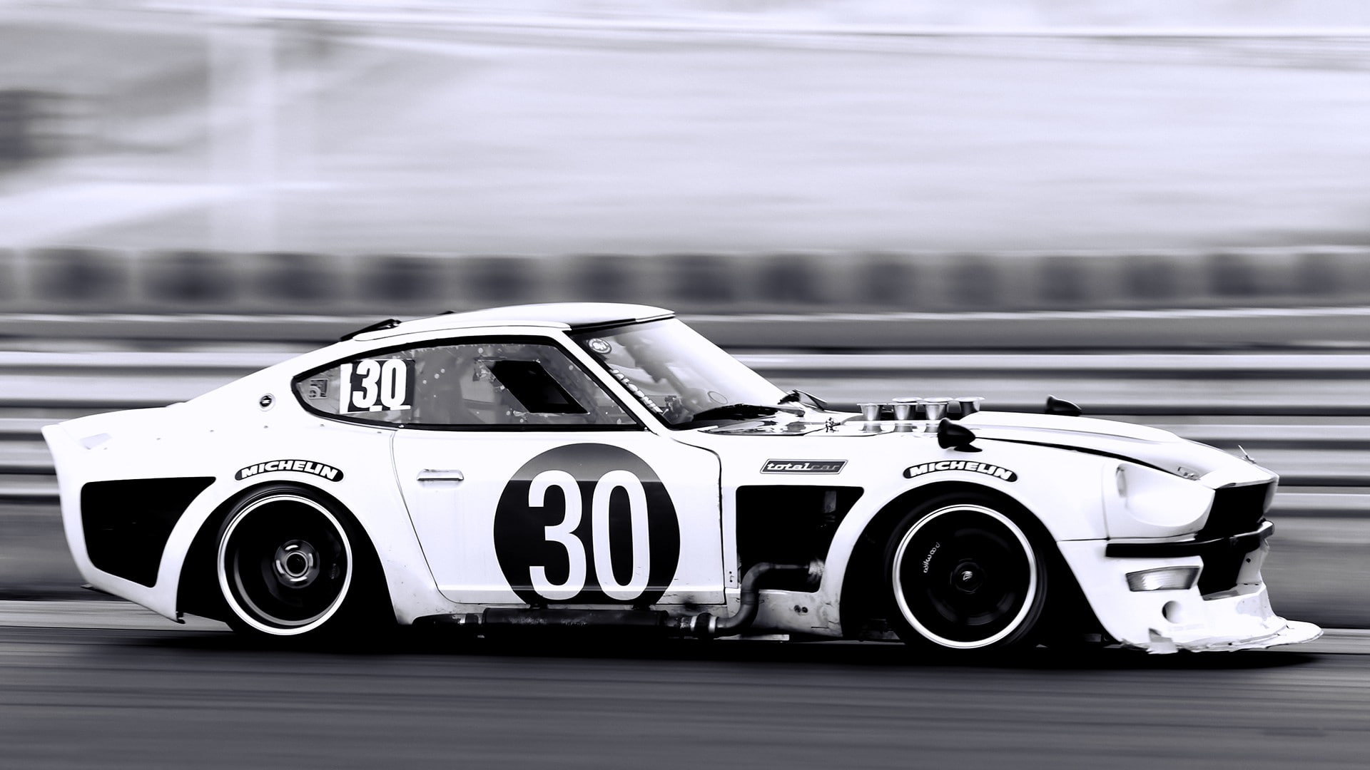 selective focus, outdoors, speed, motor racing track, sports race, car, Datsun, no people, motion, security, land vehicle, day, competition, protection, HD Wallpaper
