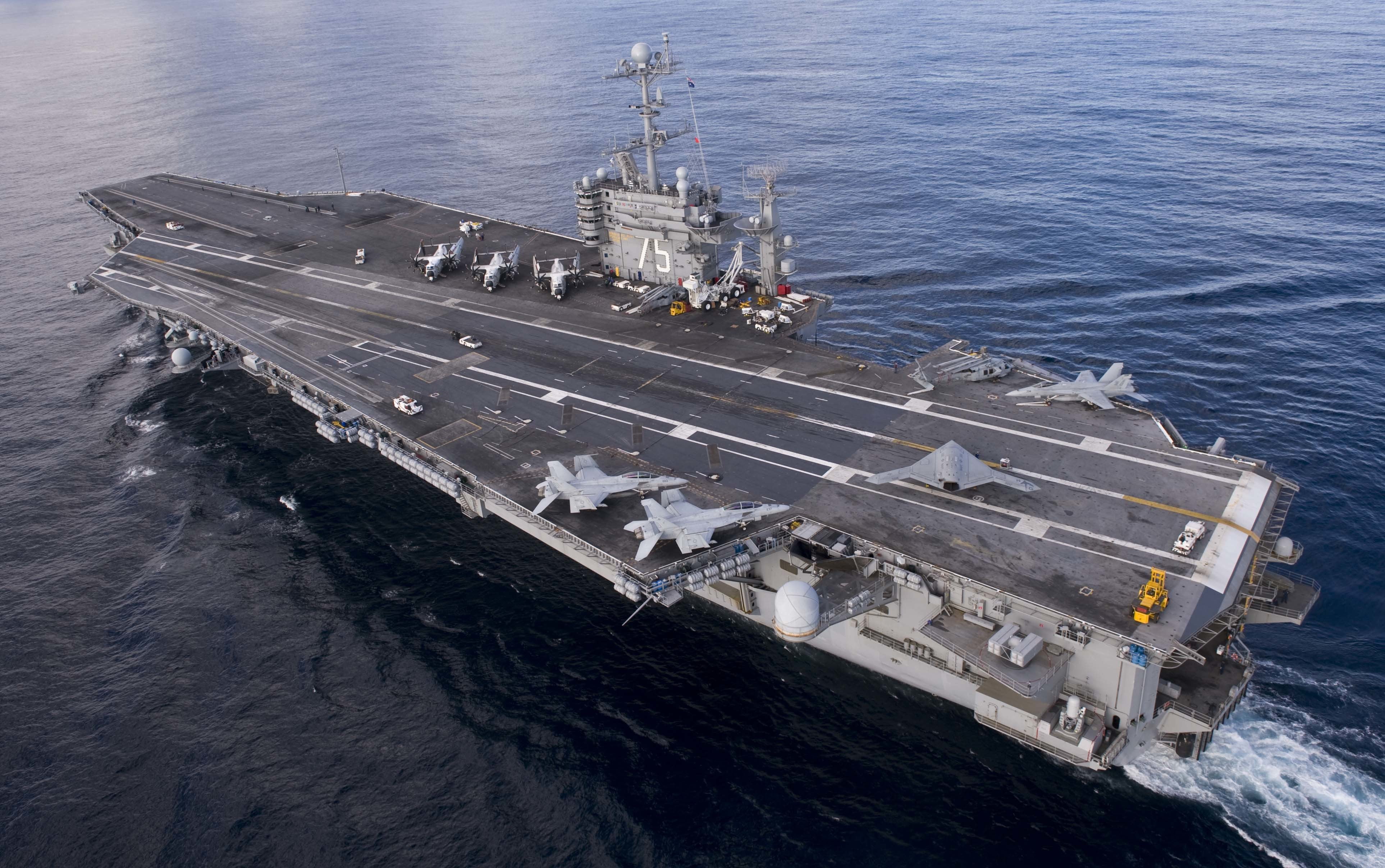 water, military, nature, leaving, motion, military training, sea, 4K, on the aircraft carrier Harry Truman, freight transportation, mode of transportation, HD Wallpaper