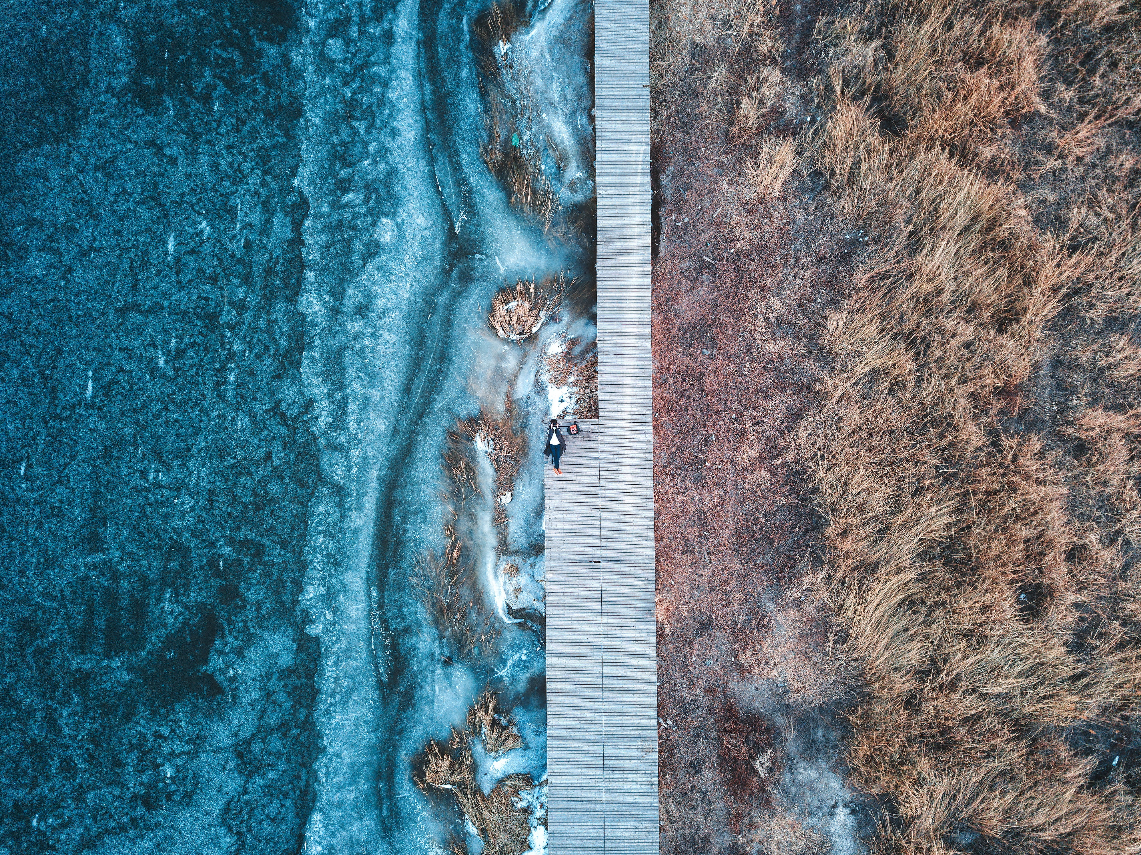 europe and america, riverside, the ice, pattern, ppt backgrounds, wooden, plant, dji, the high altitude perspective, high angle view, uav, 4K, textured, HD Wallpaper