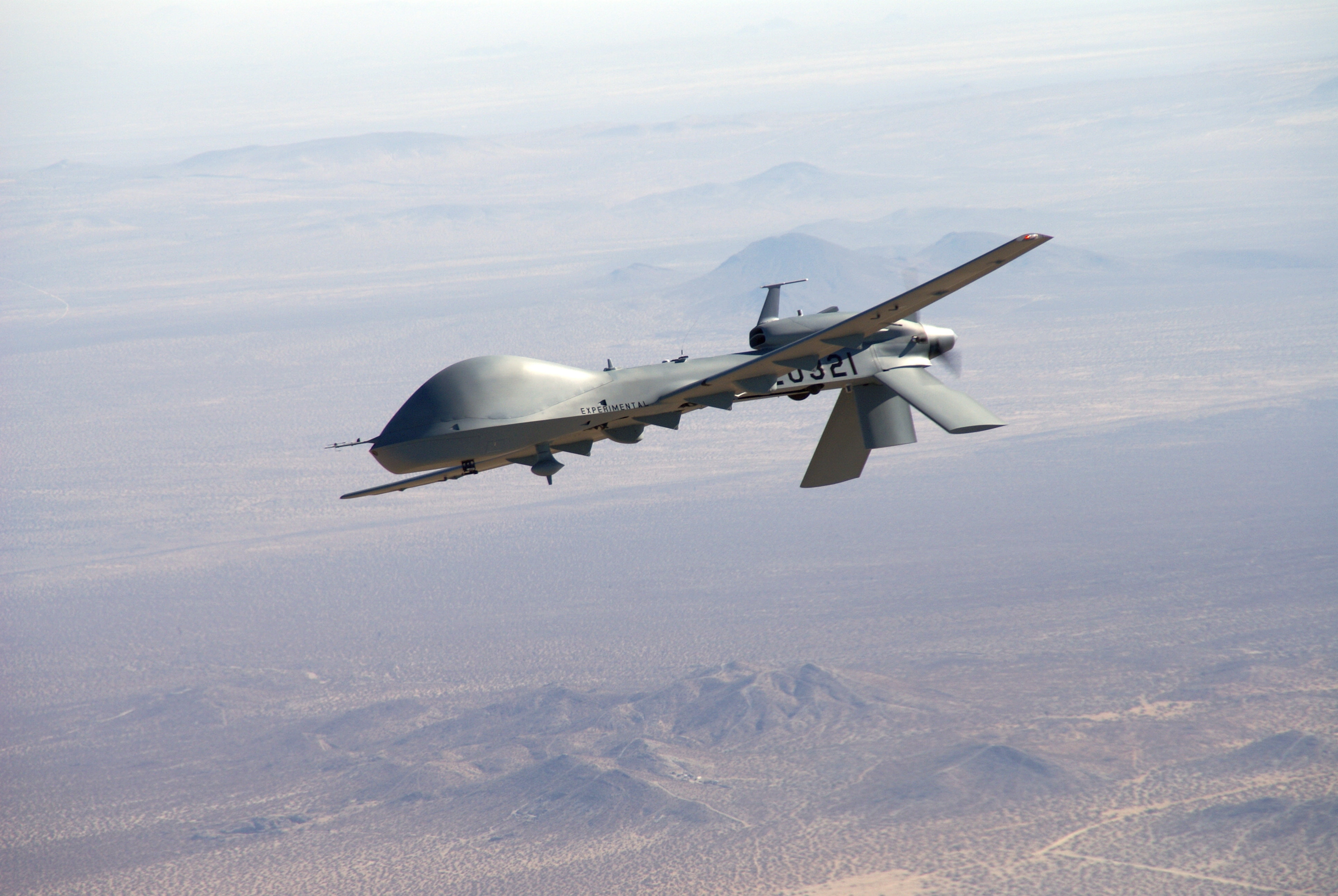 4K, General Atomics, MQ-1C Sky Warrior, mountains, MQ-1 Predator UAVs, is a further development, flying the sky, UAV, HD Wallpaper