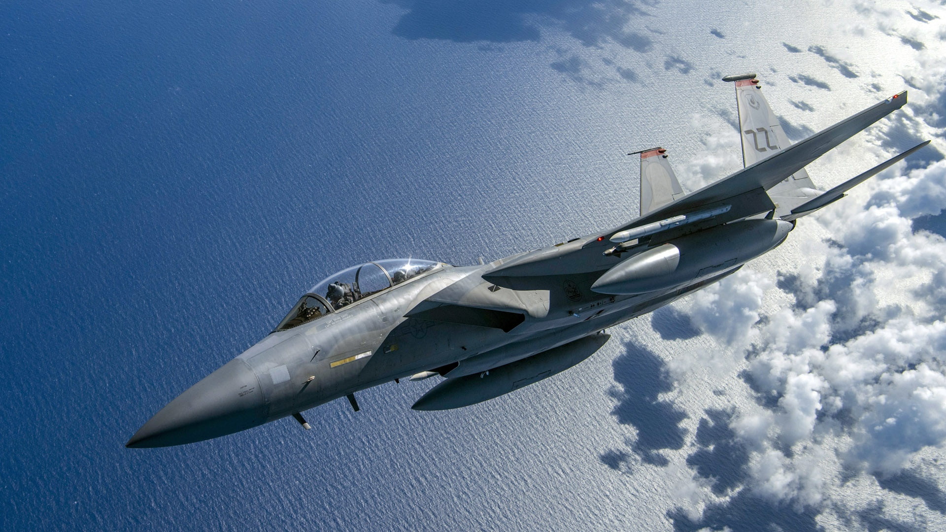 American all-weather fighter, the fourth generation, Eagle, 1080P, UNITED STATES AIR FORCE, Double training option, F-15D, McDonnell Douglas, HD Wallpaper