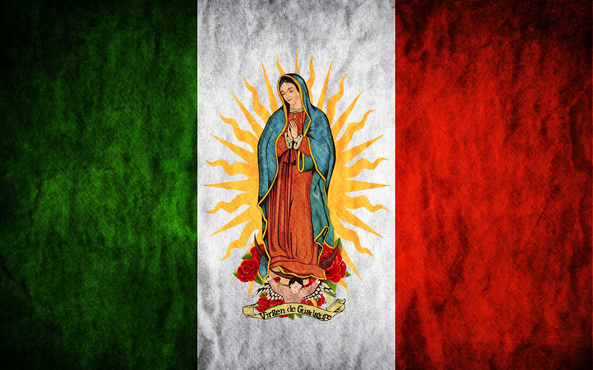 1080P, flag, Mexico, Virgin Mary, HD Wallpaper