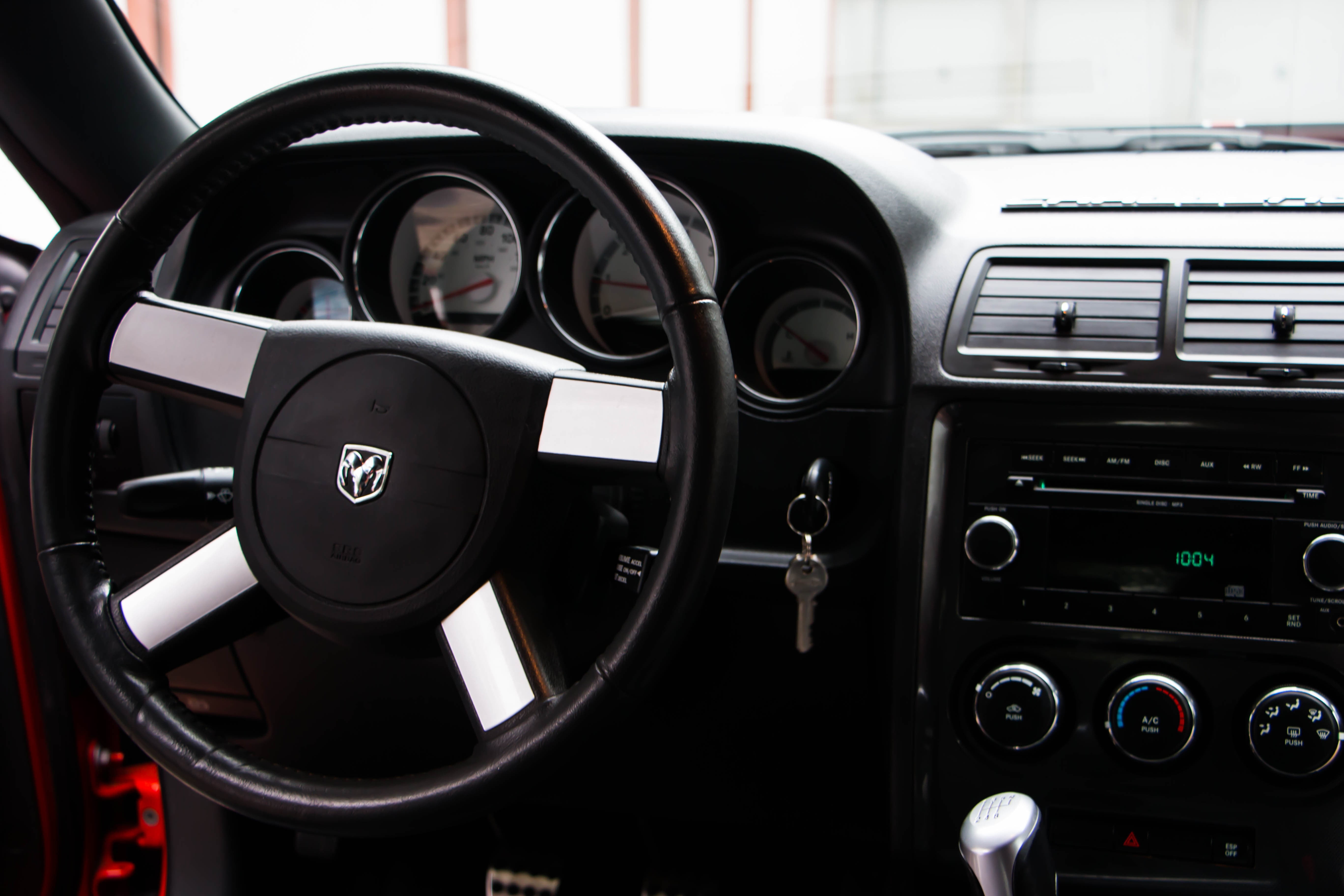indoors, transportation, 5K, gray, speedometer, dodge, technology, no people, close-up, control, gauge, steering, steering wheel, vehicle interior, focus on foreground, HD Wallpaper