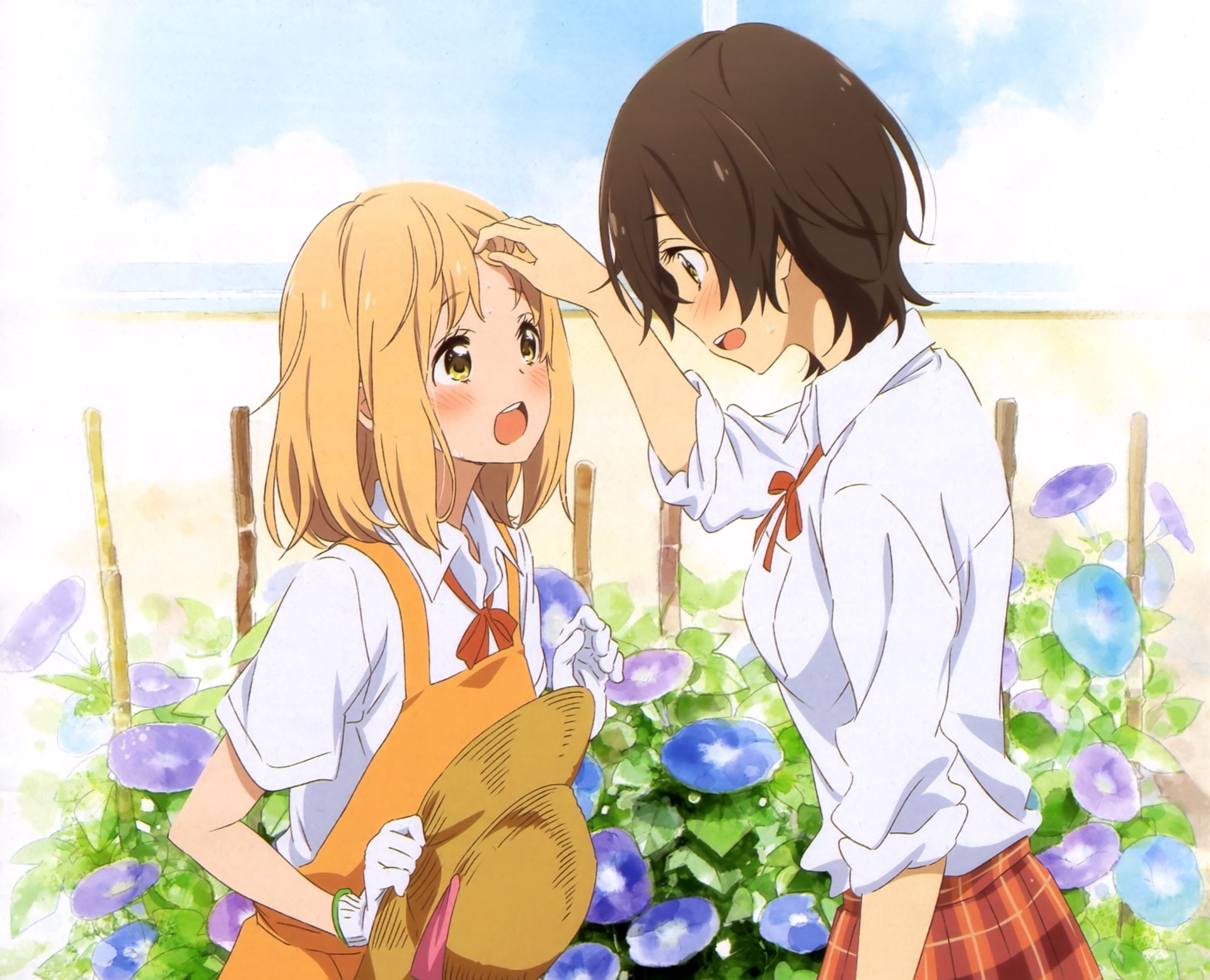 people, outdoors, Tomoka Kase, Yui Yamada, togetherness, art and craft, sky, lifestyles, day, real people, plant, flowering plant, cloud - sky, flower, HD Wallpaper