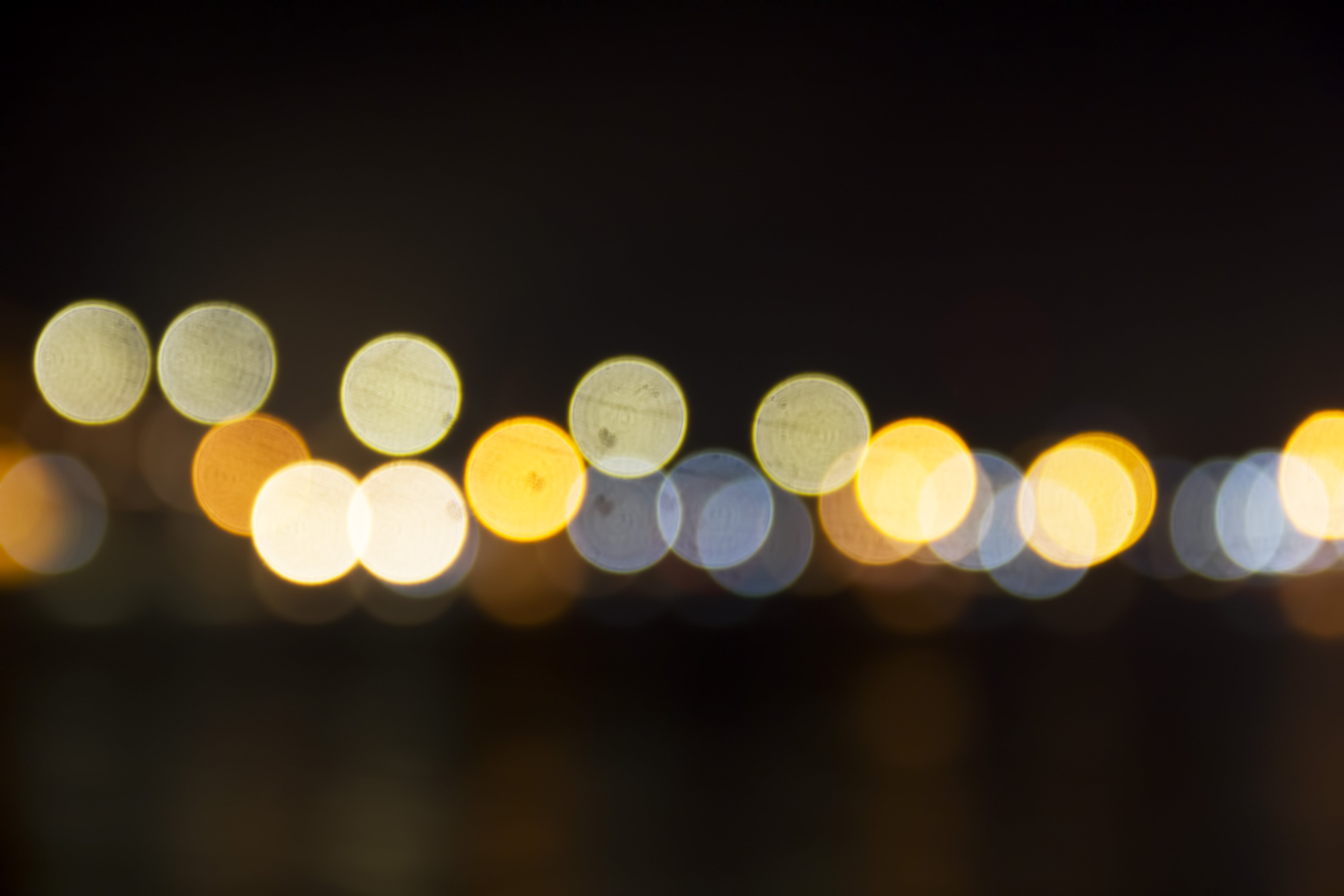 light, abstract backgrounds, backgrounds, 5K, abstract, dark, nightlife, outdoors, bokeh, photography, night, street, defocused, spotted, yellow, lamp, HD Wallpaper