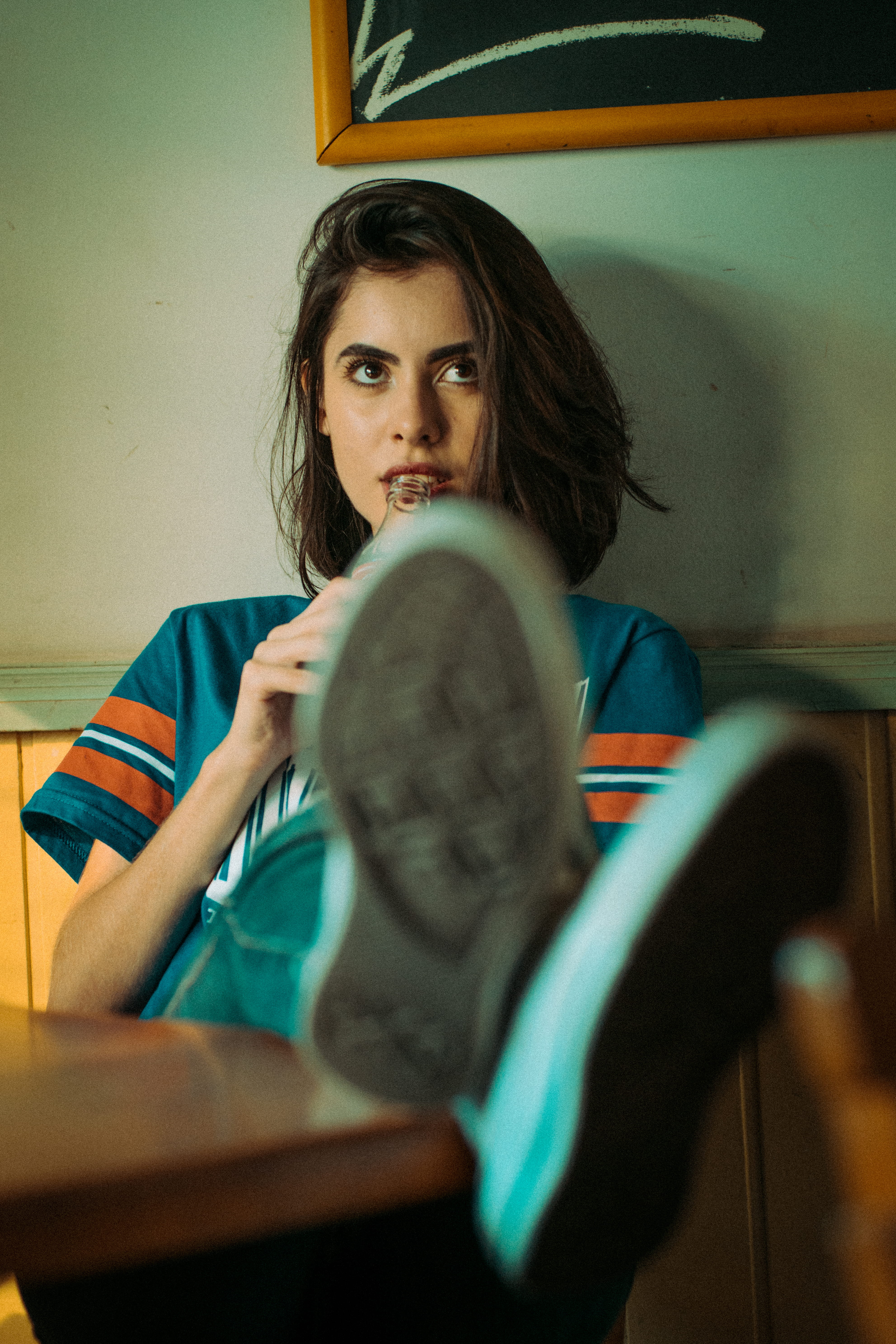 wear, looking at camera, home interior, young, leisure activity, women, woman, young adult, chair, furnitures, facial expression, casual clothing, real people, Phone HD Wallpaper