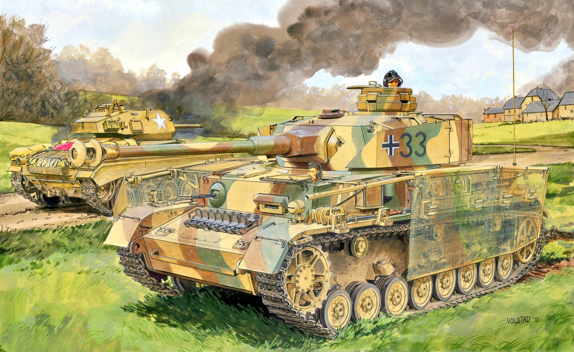1080P, Smoke, The second World war, M24, US Army, tanker, Pz.Kpfw IV Ausf J, Tank weapon, Chaffee, light tank USA, HD Wallpaper