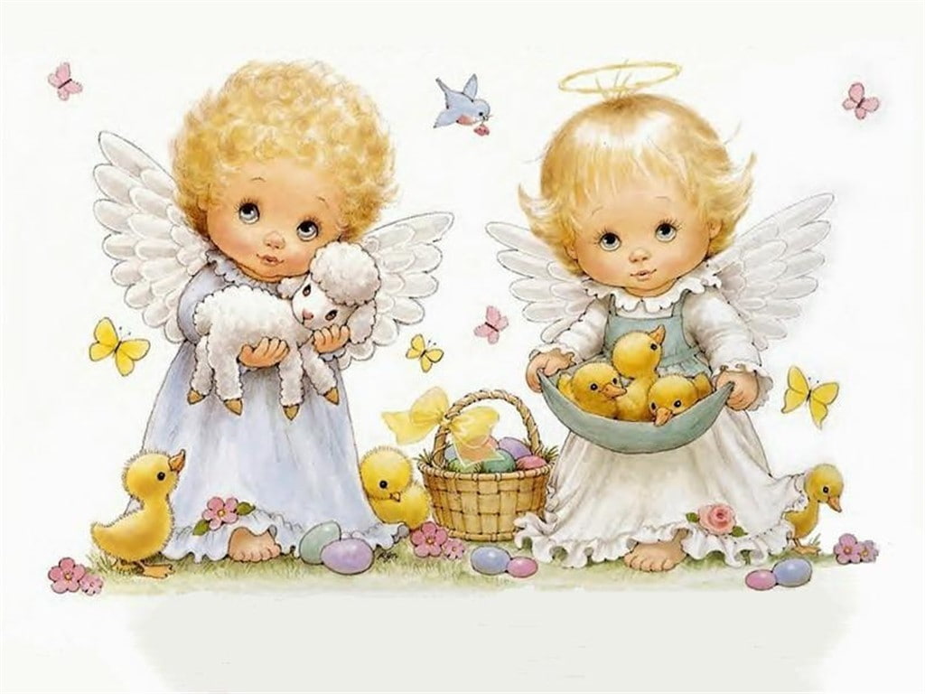 hd, 480P, chick, Butterfly, easter, Angel, art, abstract, lamb, happy, egg, HD Wallpaper