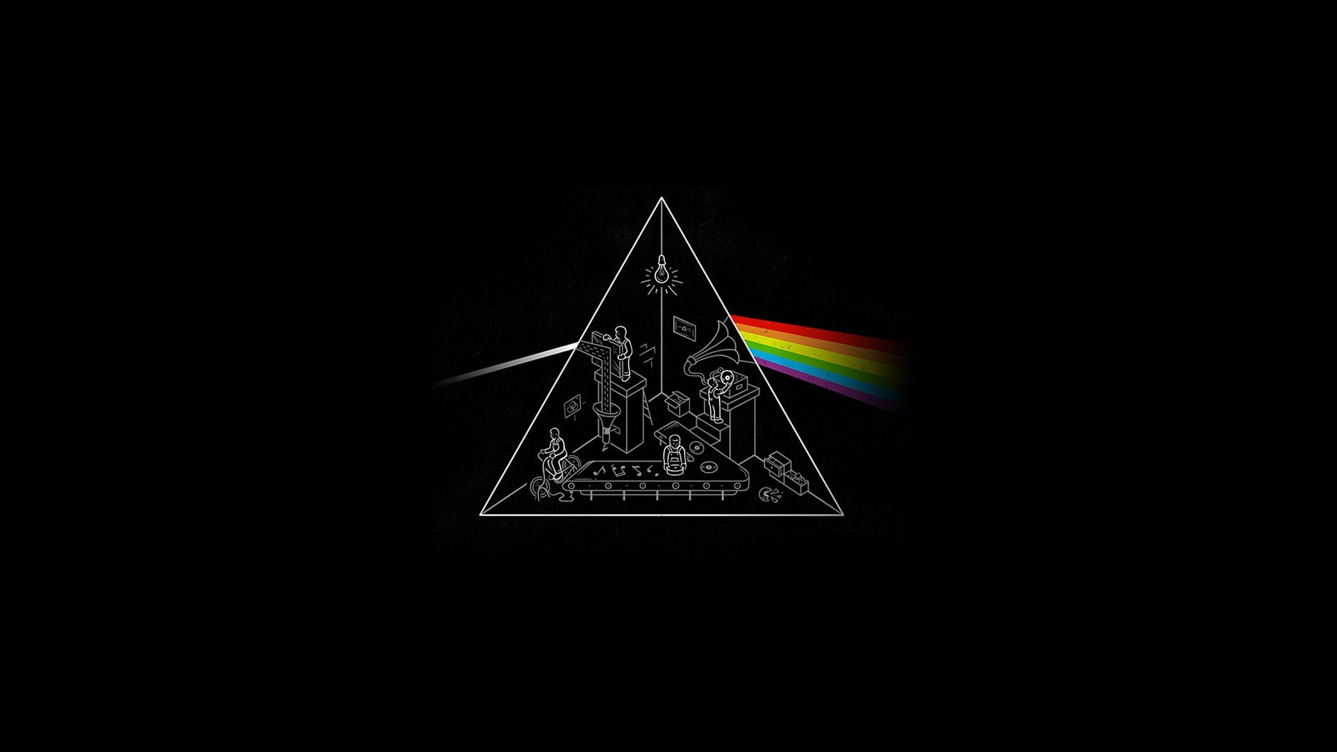 dark, multi colored, triangle shape, illuminated, design, travel, no people, indoors, close-up, black color, long exposure, architecture, studio shot, black background, HD Wallpaper