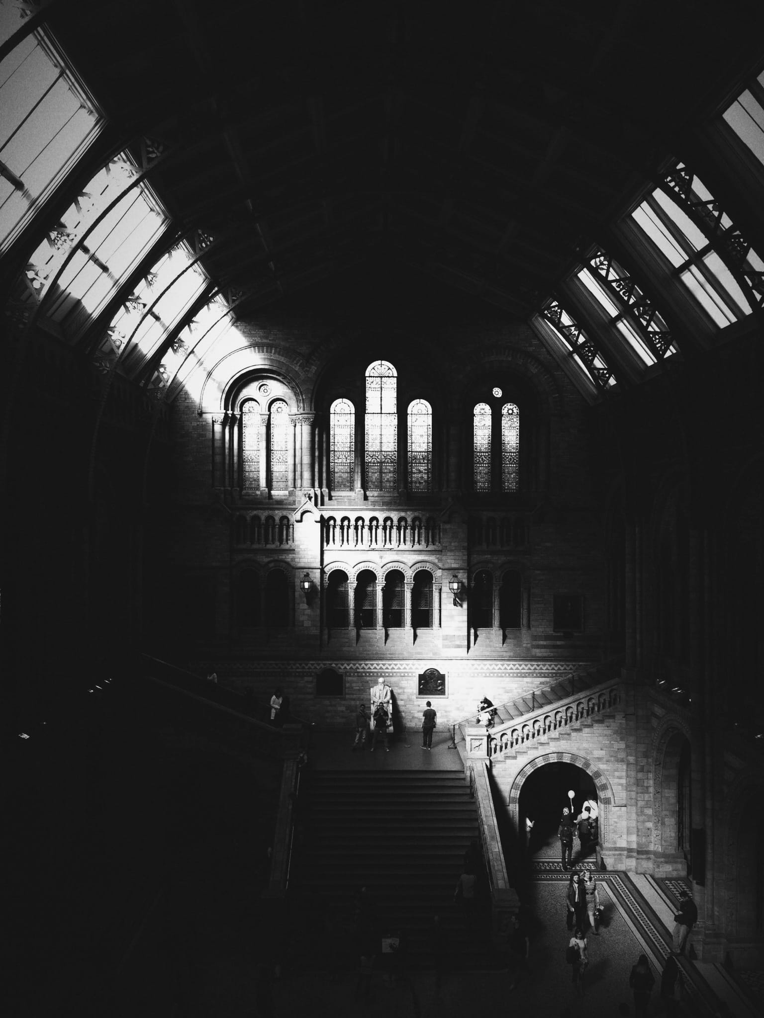 indoors, london, black, illuminated, real people, high angle view, united kingdom, architecture, 1080P, arch, staircase, uk, building, architectural column, Phone HD Wallpaper