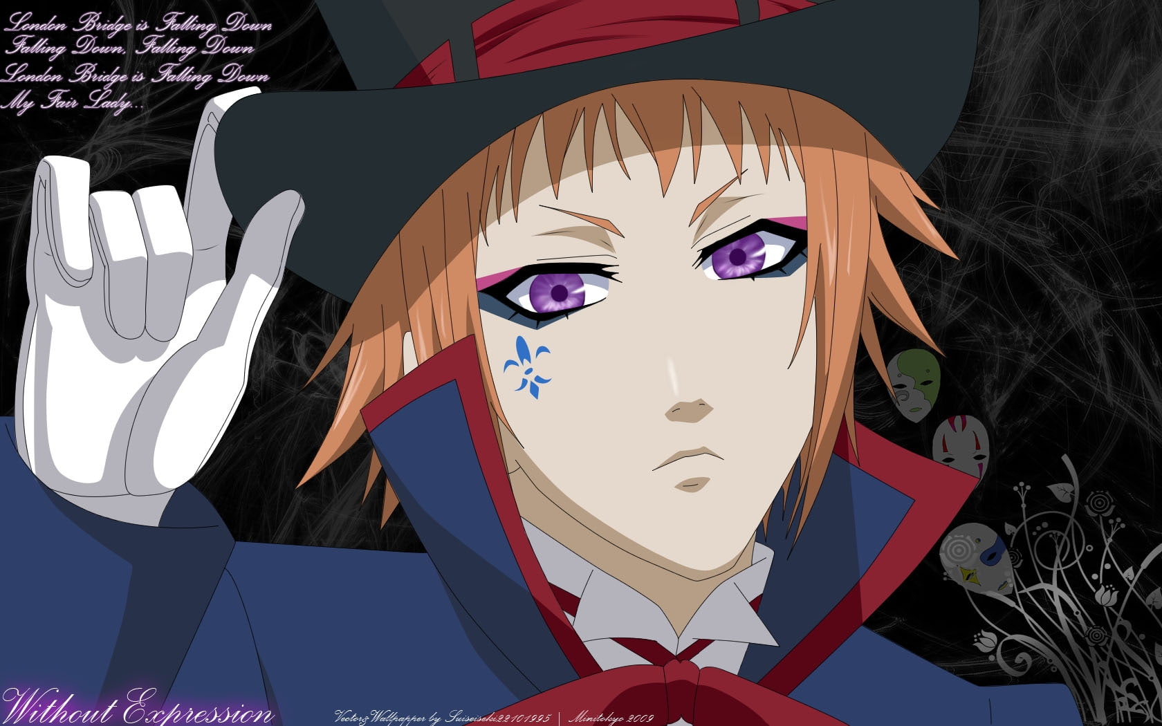 anime, art, purple, caines, Kuroshitsuji, tattoos, hd, 720P, drowning, drocell, eyes, HD Wallpaper