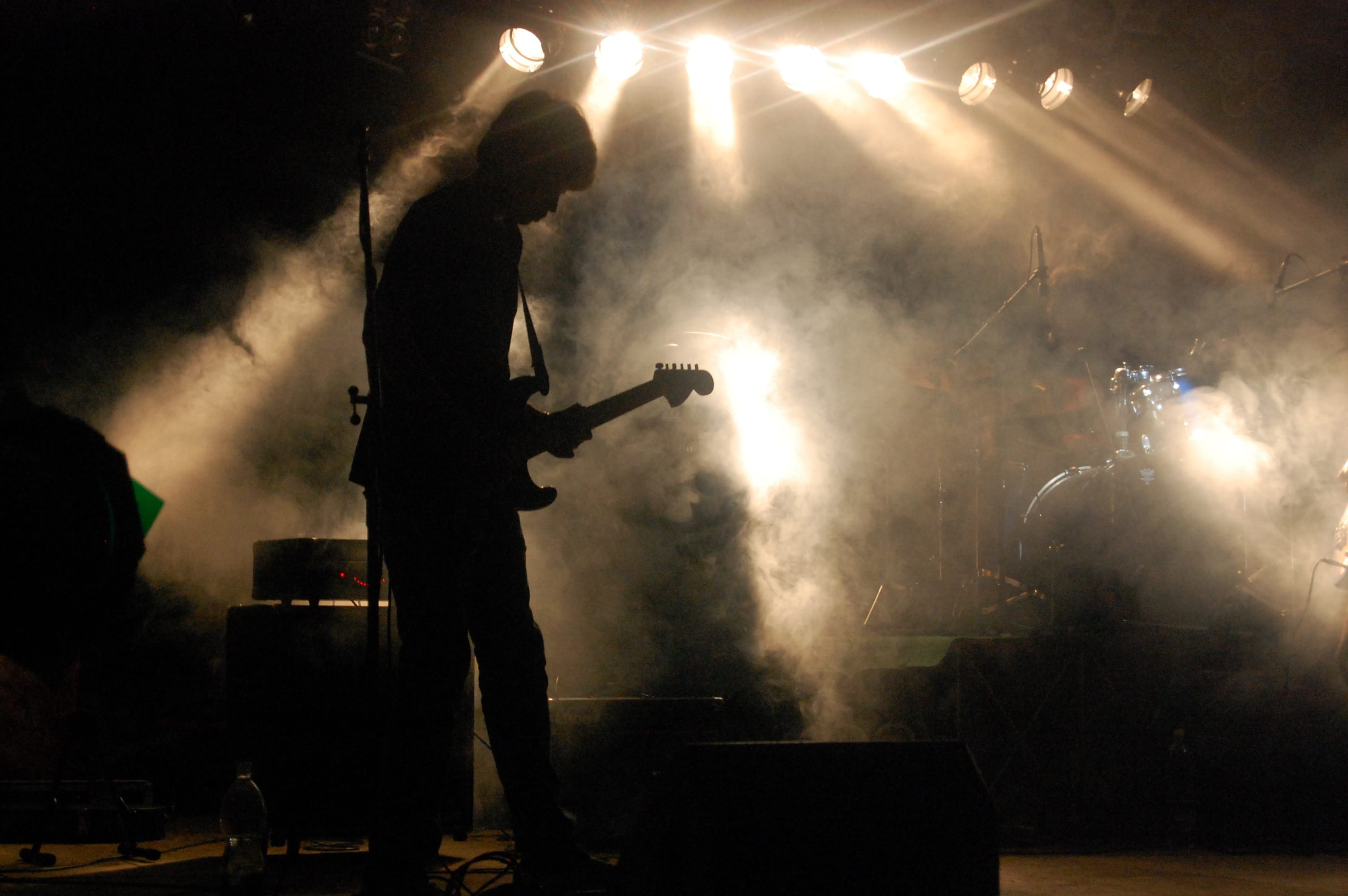 stage, electric guitar, standing, amplifier, occupation, tool, rock music, skill, smoke - physical structure, musical equipment, musician, equipment, artist, HD Wallpaper
