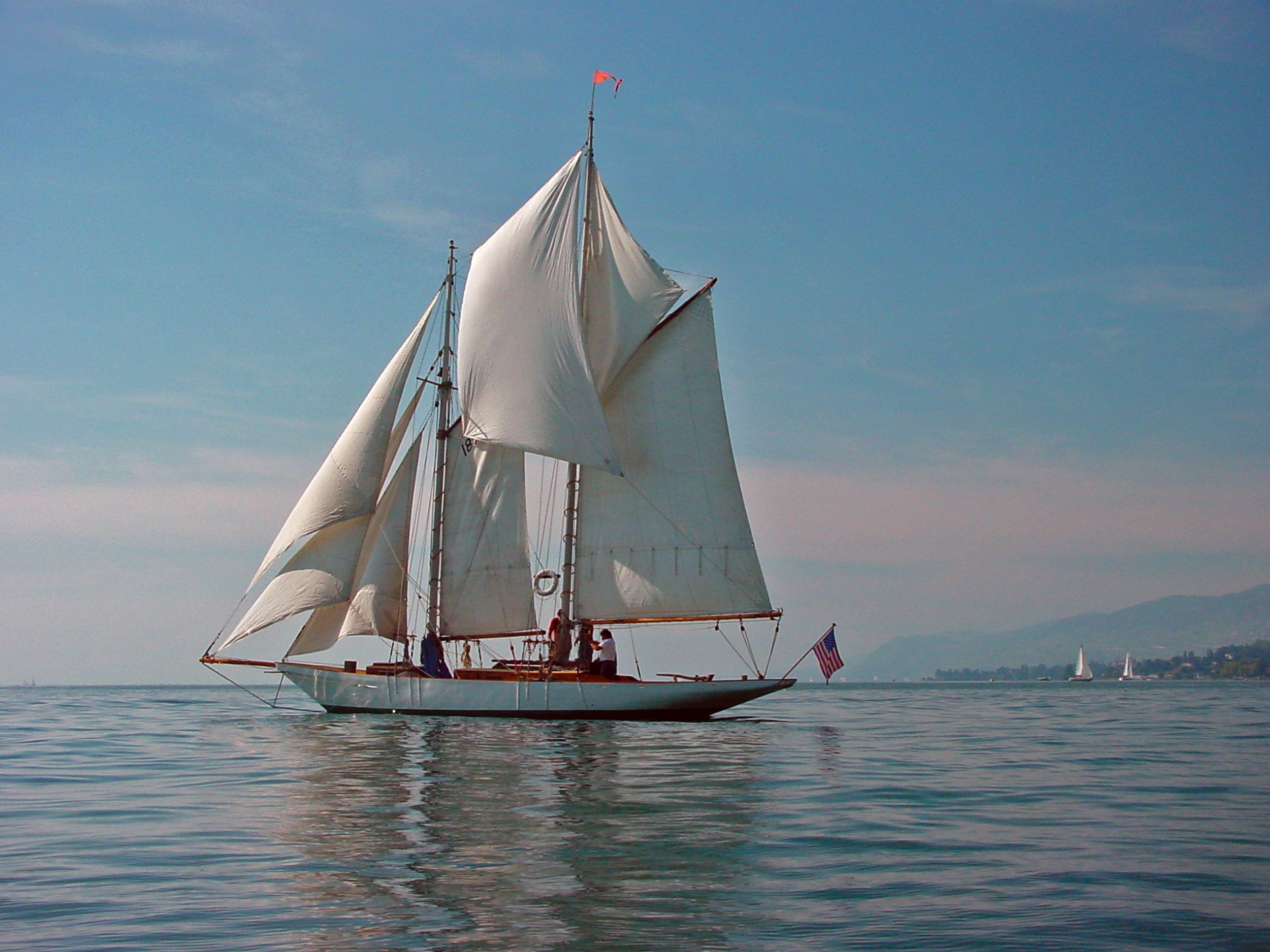 tranquil scene, waterfront, sailing, nature, 1080P, boat, sky, lake, montreux, transportation, scenics - nature, sailing boat, travel, sailboat, nautical vessel, HD Wallpaper