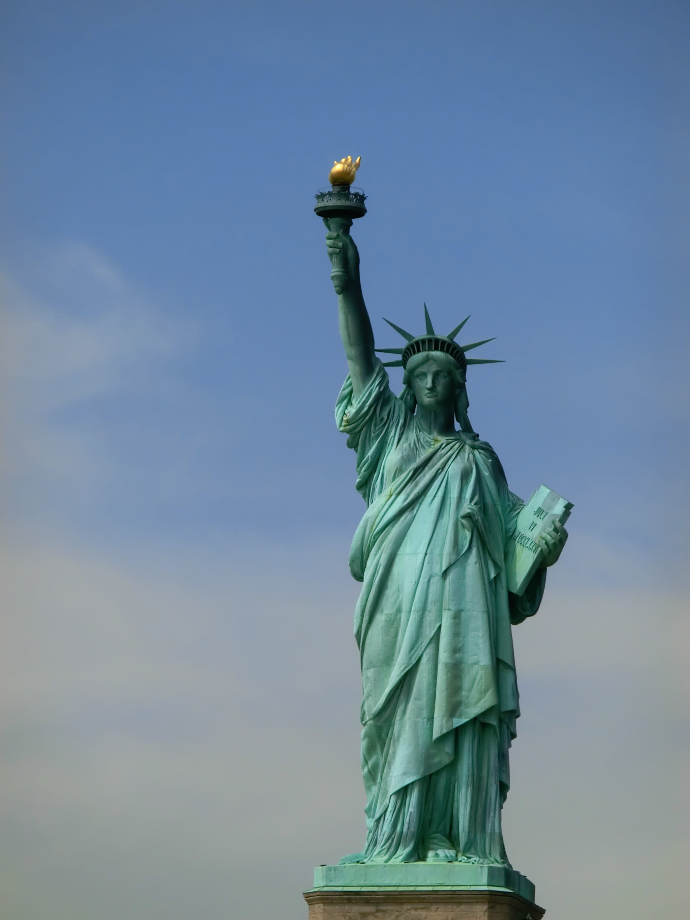 nature, ny, outdoors, new york, york, travel, sky, craft, tourism, new york city, Liberty, nyc, 2K, statue, blue, manhattan, usa, flaming torch, queen of liberty, Phone HD Wallpaper