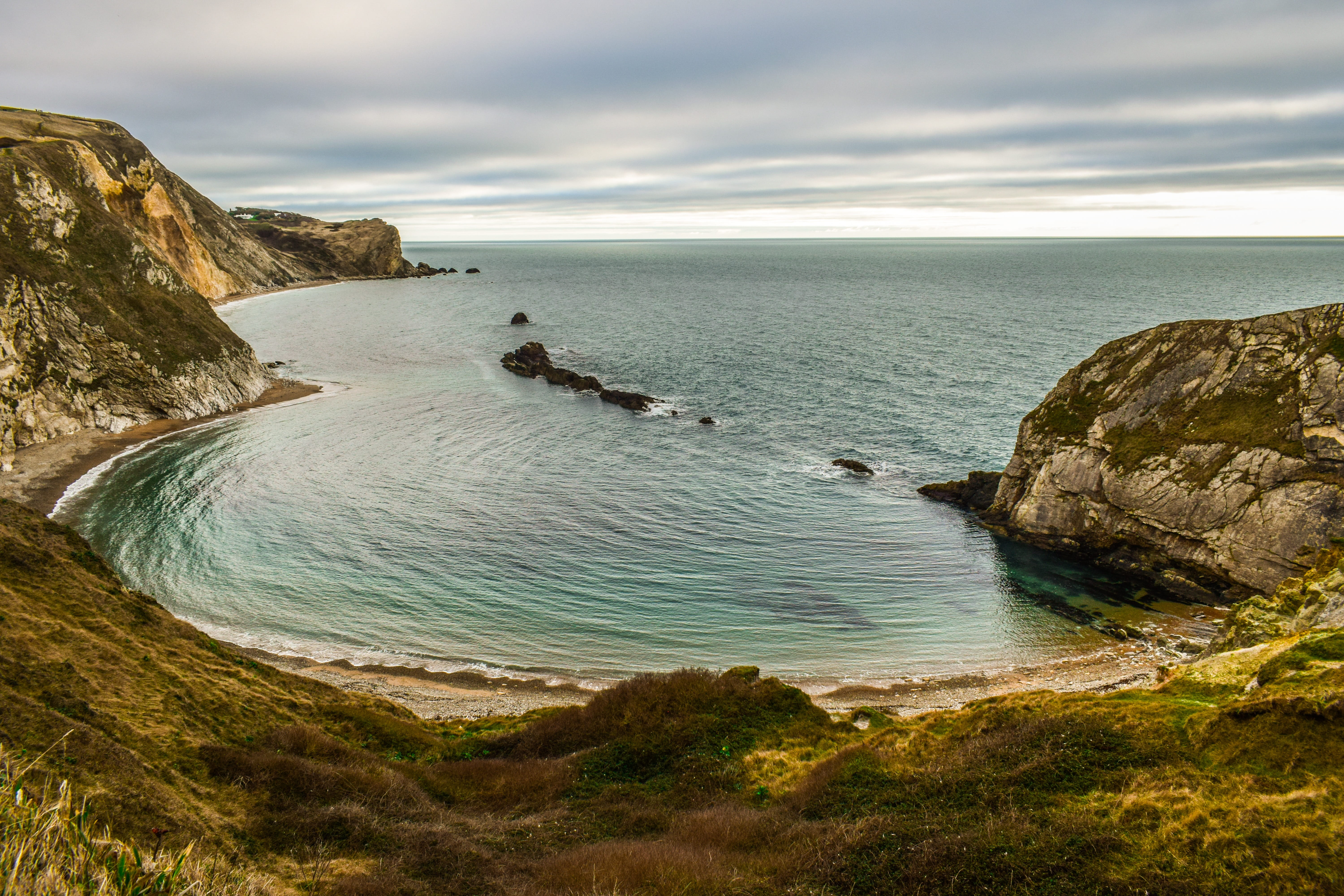 scenic, rock, ocean, bay, united kingdom, sea, nature, beach, horizon over water, beauty in nature, seaside, tranquility, cove, dorset, scenics - nature, HD Wallpaper