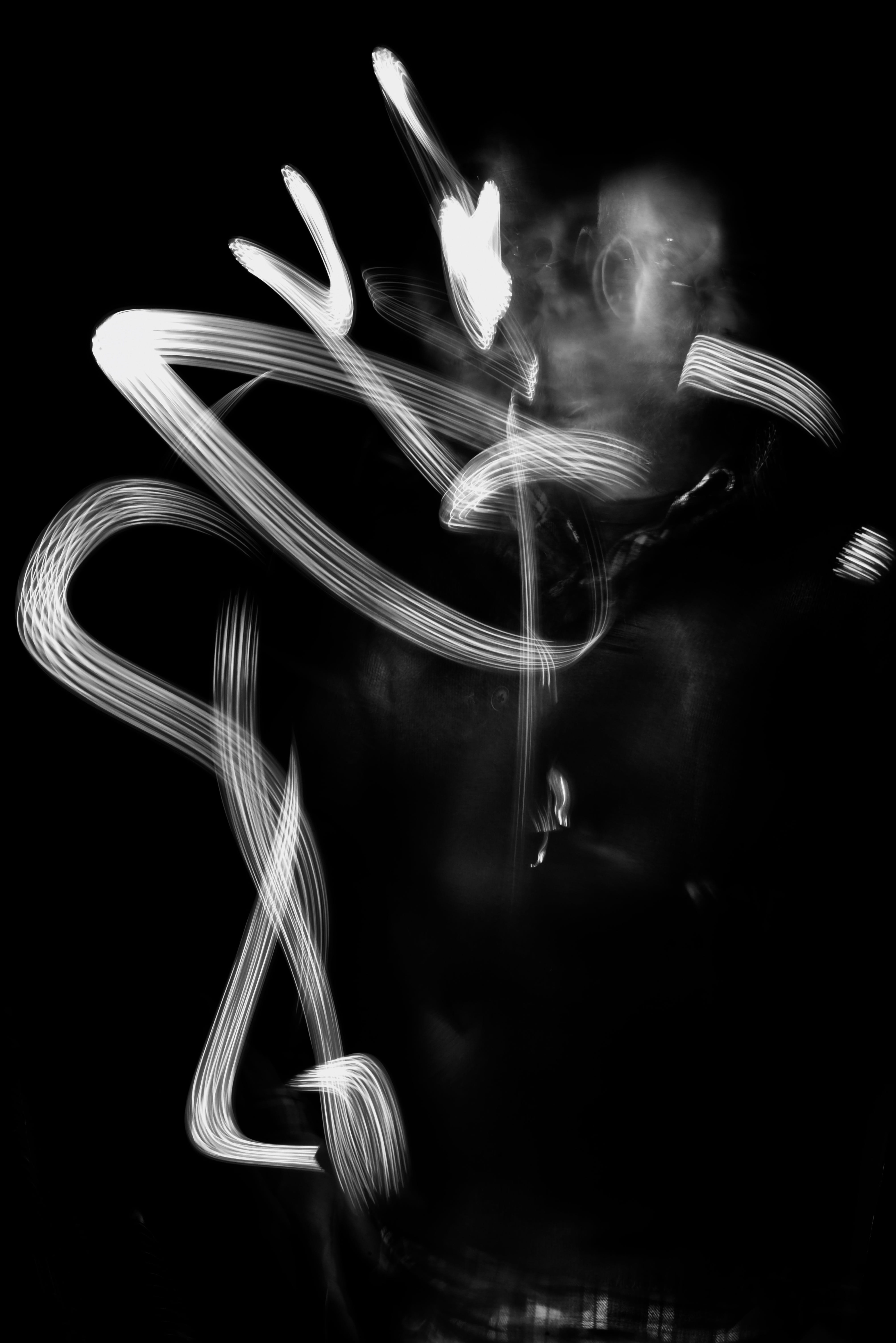 poster, abstract, indoors, crystal, electronics, leisure activities, night, computer, person, glowing, heat - temperature, collage, close-up, human, swirl, Phone HD Wallpaper