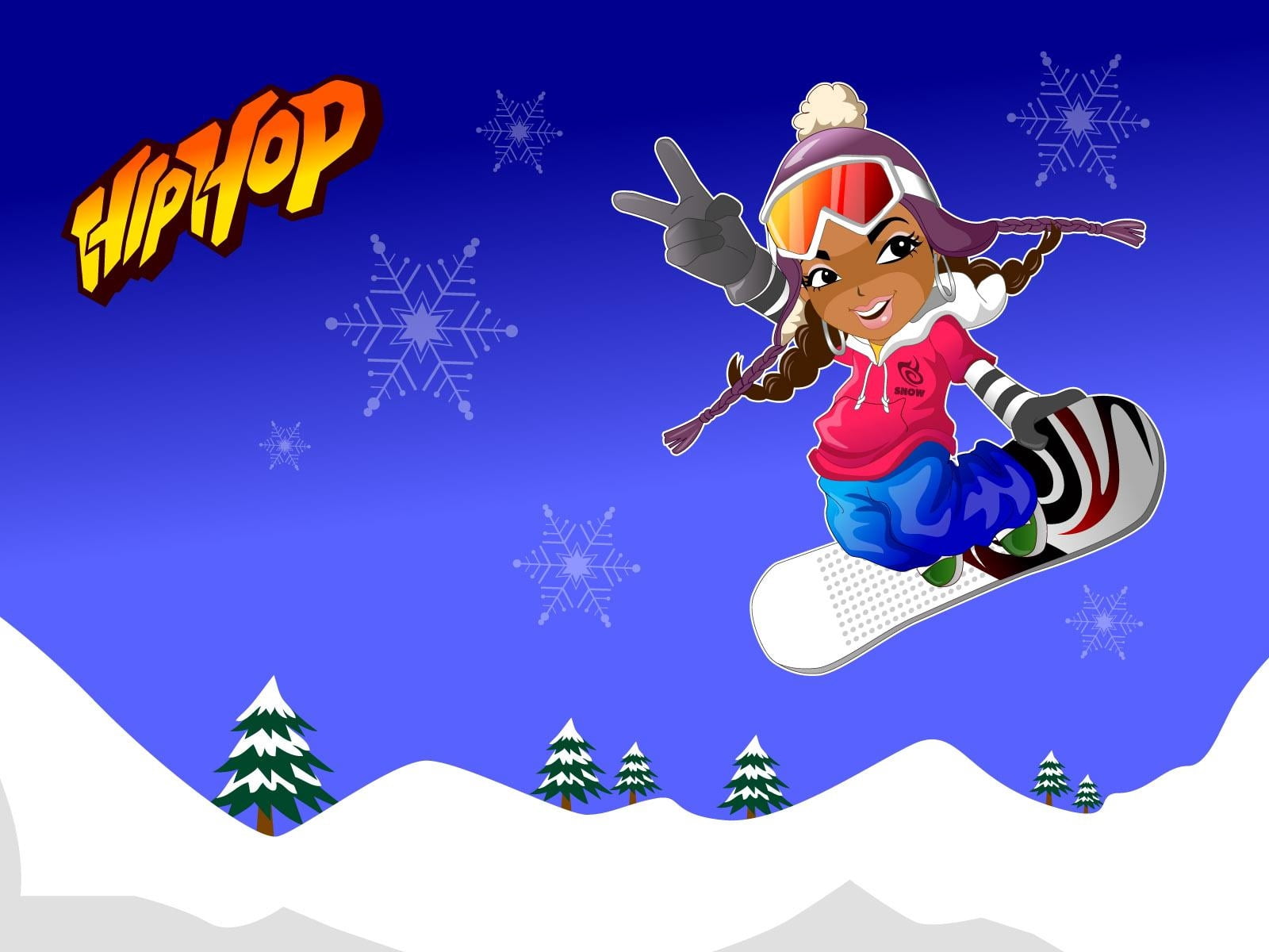 men, childhood, girl, child, vacations, smiling, backgrounds, greeting, season, cartoon, jump, digital, santa Claus, night, fun, mountain, cold temperature, HD Wallpaper