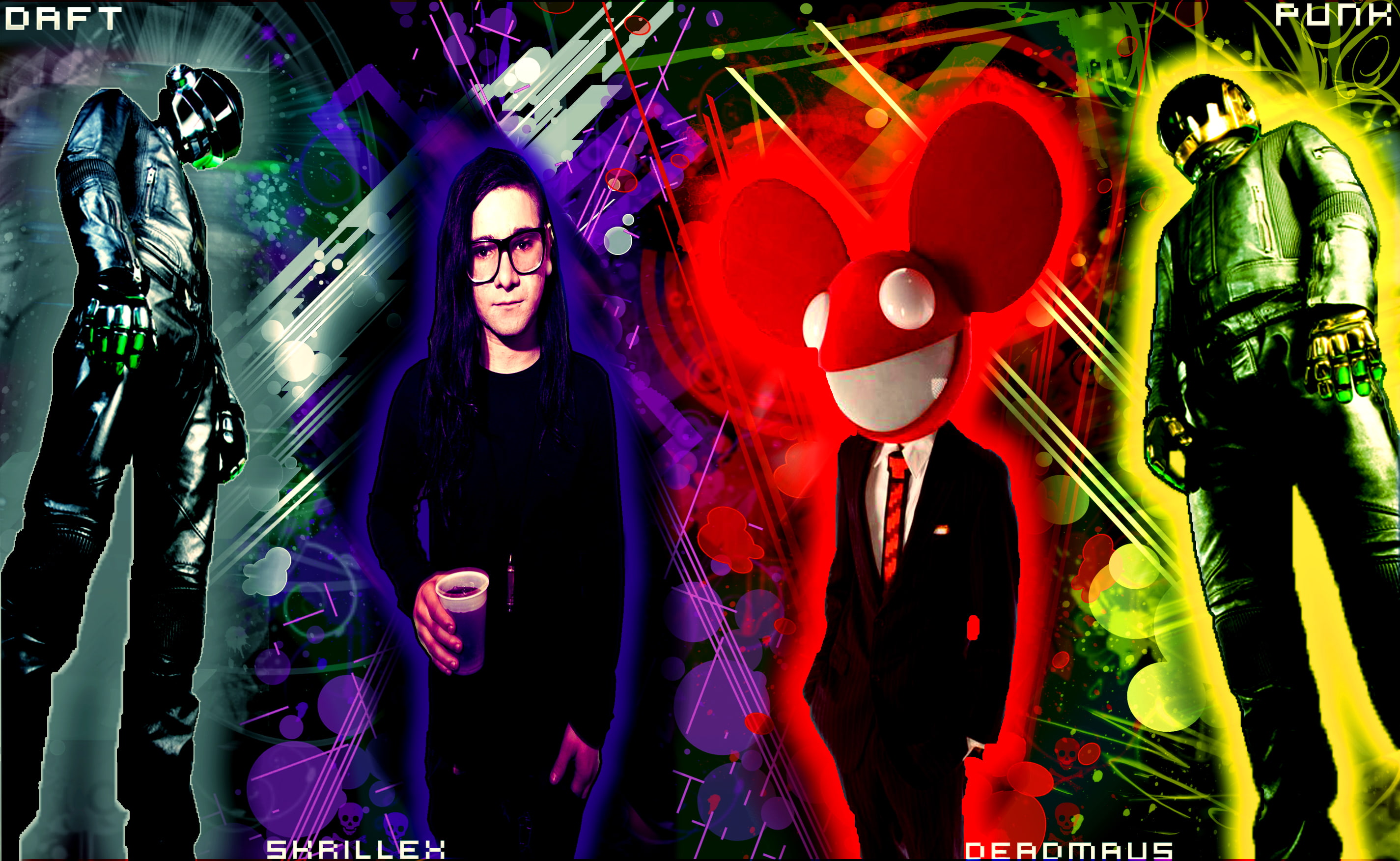 2K, deadmau5, punk, daft, skrillex, HD Wallpaper