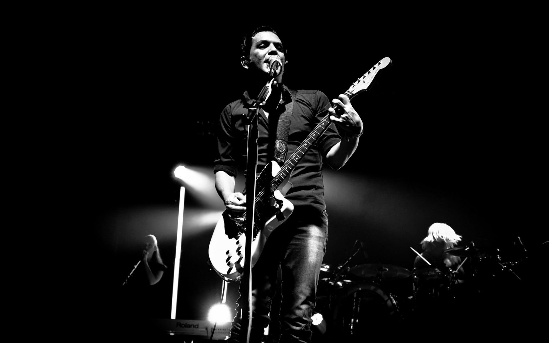 1080P, greyscale, musician, brian, molko, photo, HD Wallpaper