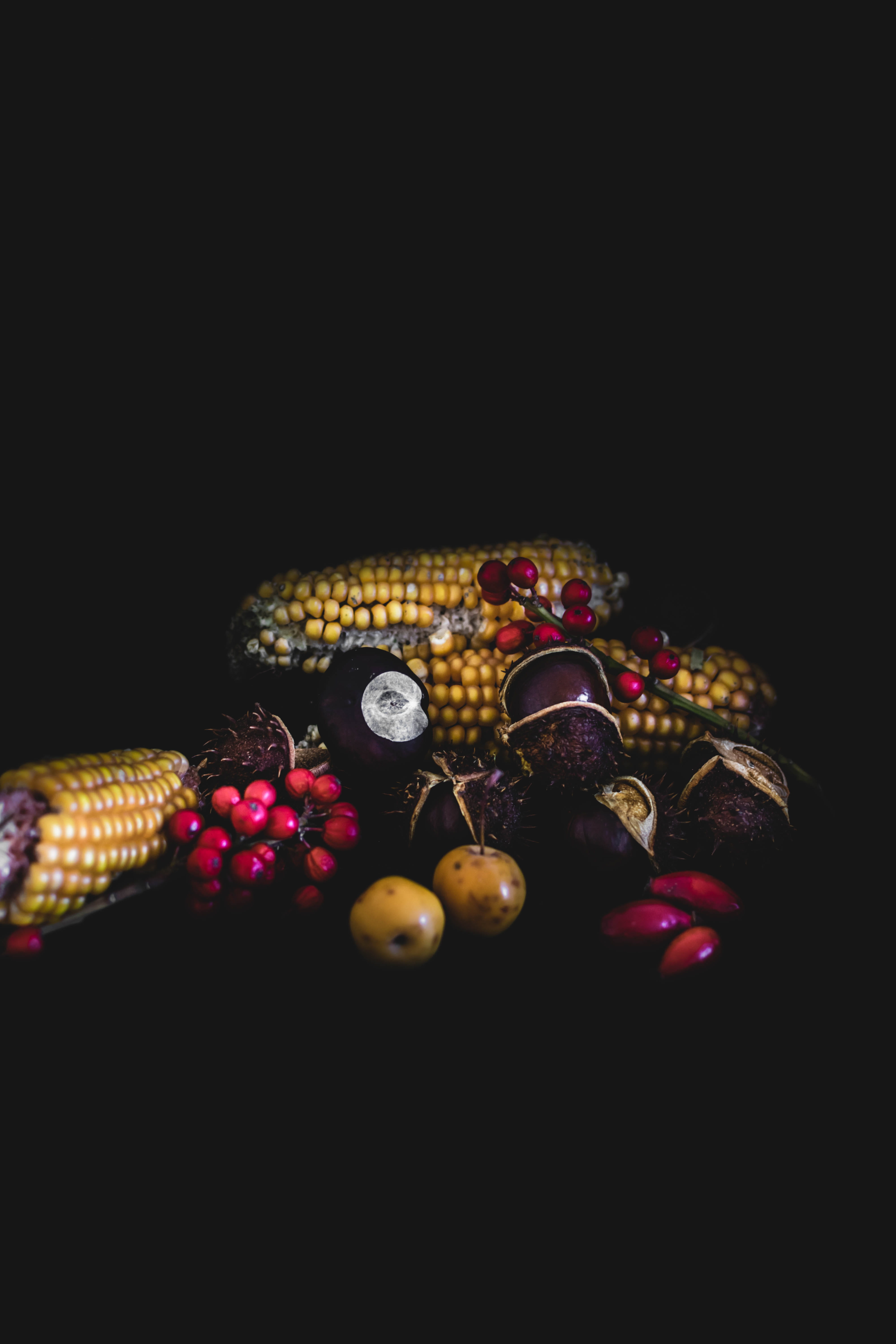 still life, wellbeing, red, multi colored, copy space, 5K, fruit, variation, healthy eating, indoors, berry fruit, studio shot, lot, november, fall, black, Phone HD Wallpaper