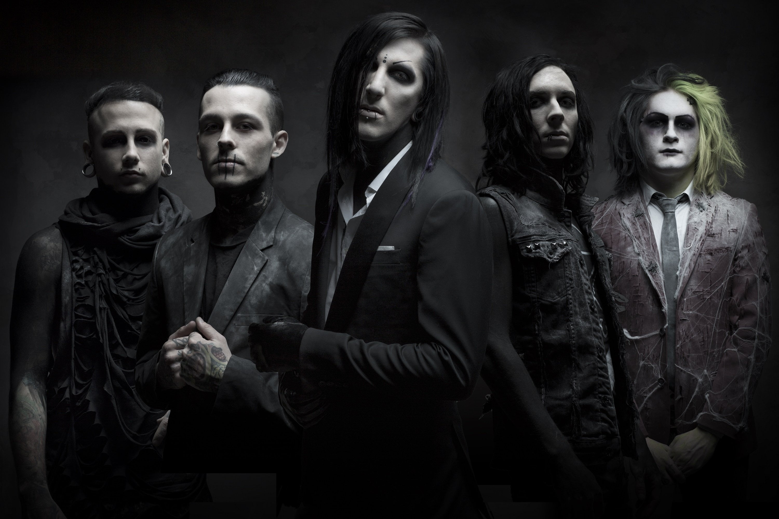 metalcore, post-hardcore, gothic rock, rock band, Motionless In White, 2K, HD Wallpaper