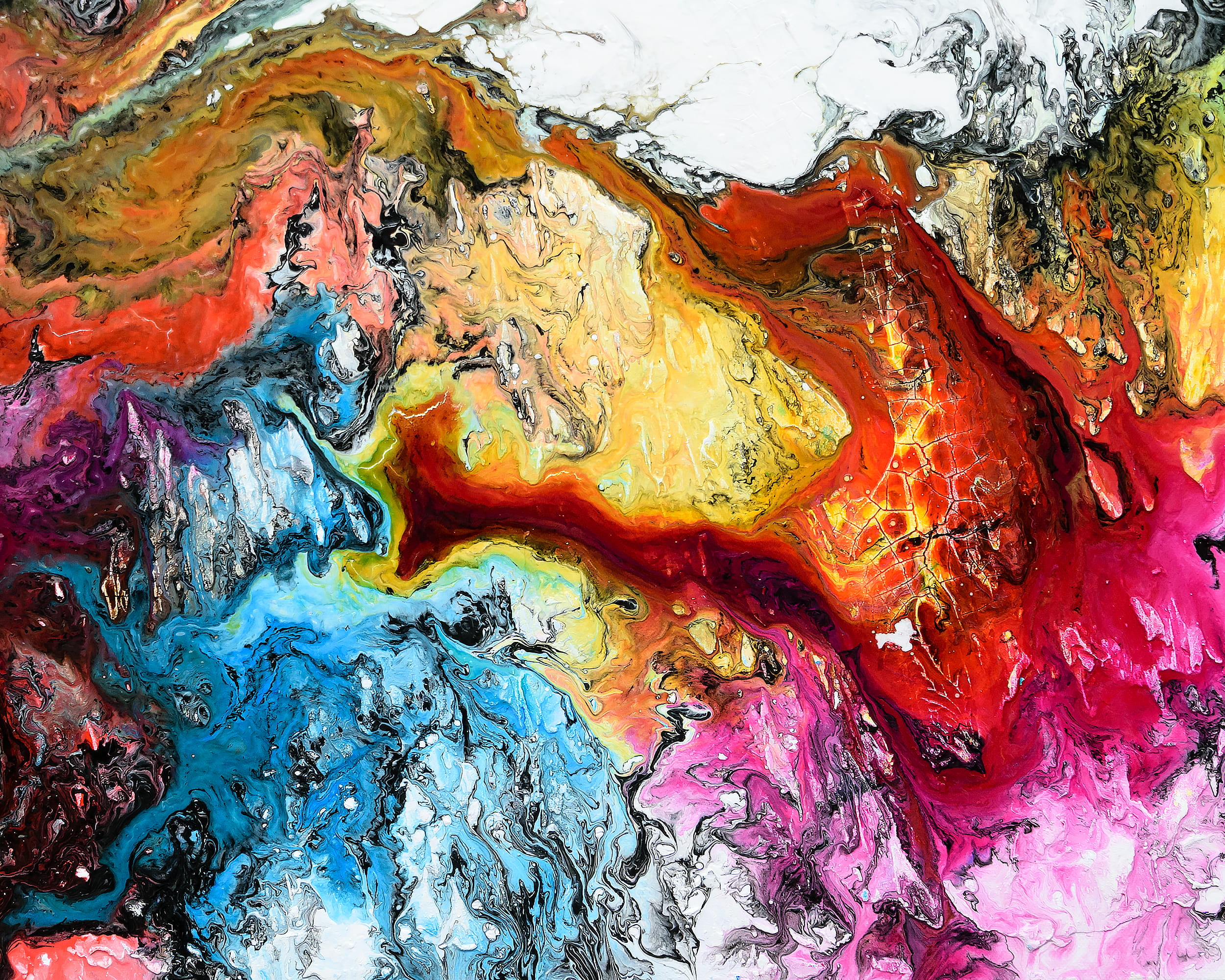 macro, currently, colorful, colour, textured, color Image, colors, blue, abstract, illustration, close-up, paint, abstract painting, orange Color, HD Wallpaper