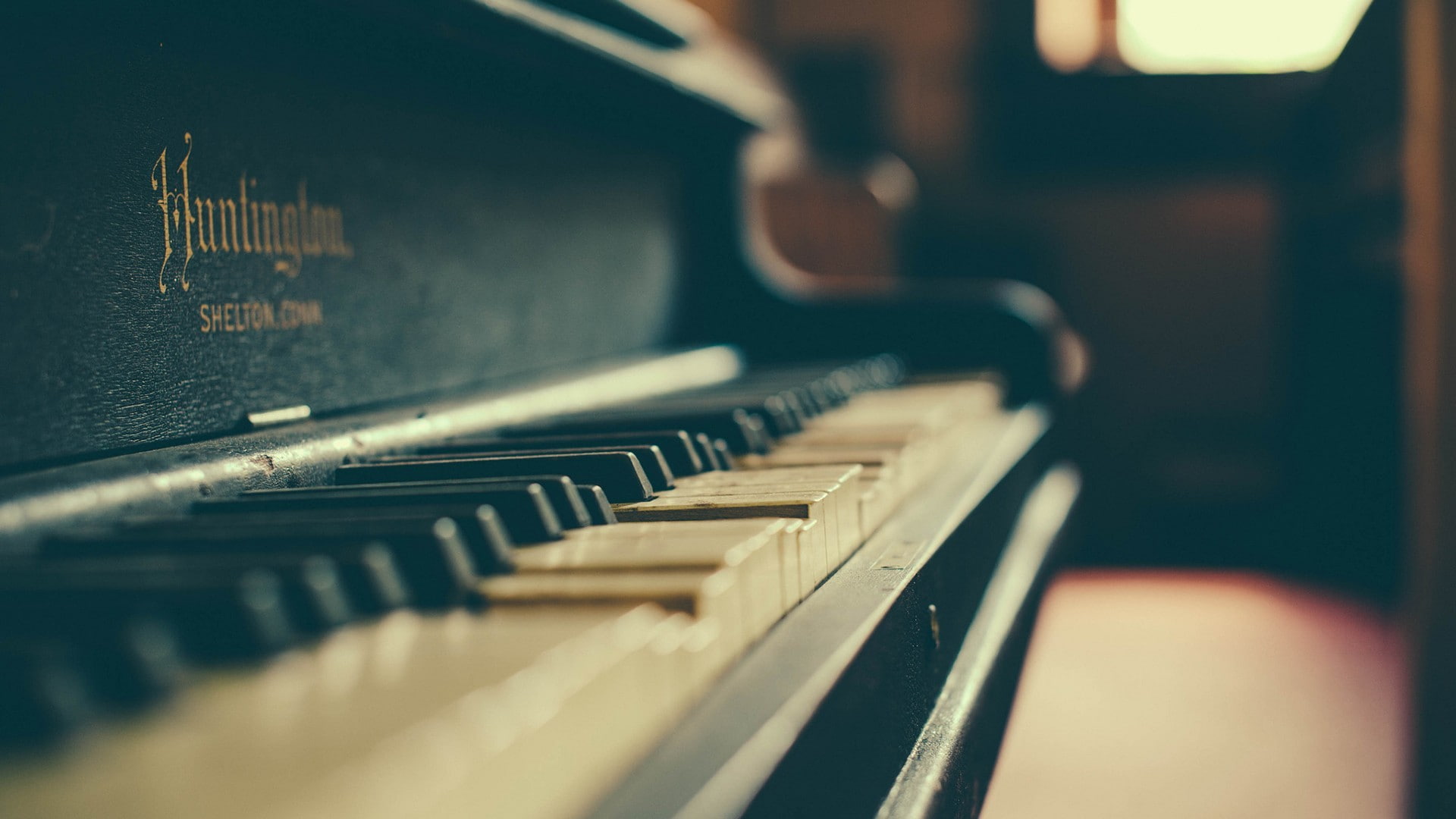 in a row, antique, absence, old, 1080P, musical instrument, technology, music ghost wallbase piano, no people, musical equipment, piano key, selective focus, HD Wallpaper